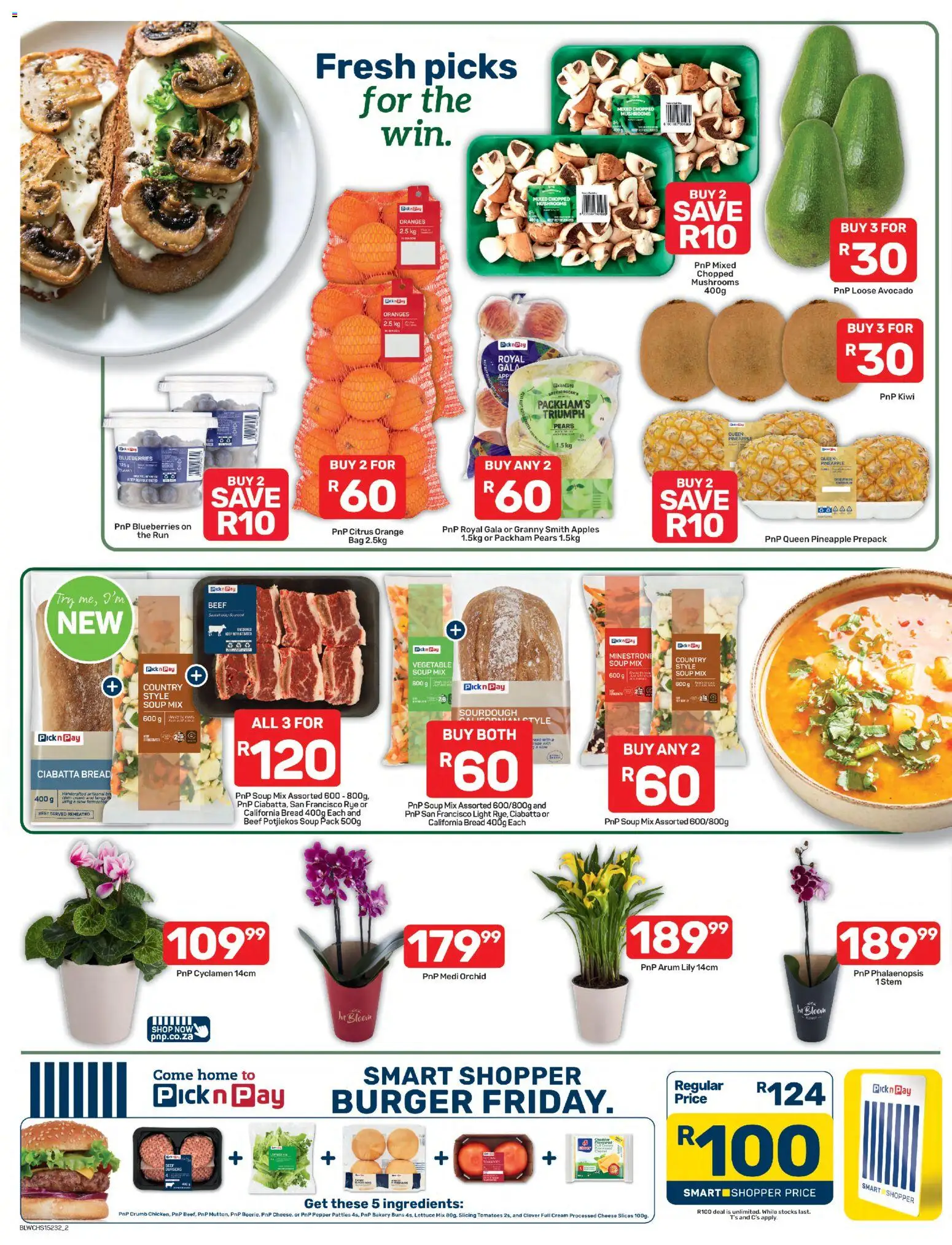 New Pick n Pay catalogue – valid from 03/08/2026 | Page: 2 | Products: Blueberries, Pineapple, Kiwi, Pepper