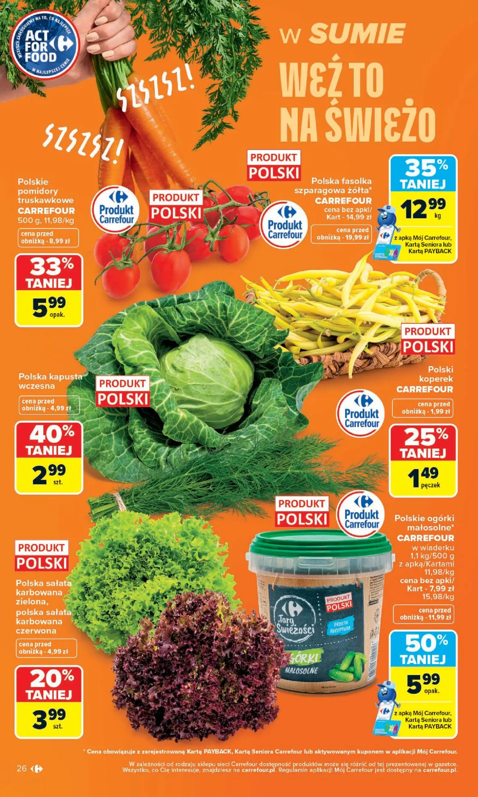 Carrefour gazetka od 13.07.2026 | Strona: 28 | Produkty: Kapusta, Karta, Pomidory, Ogórki
