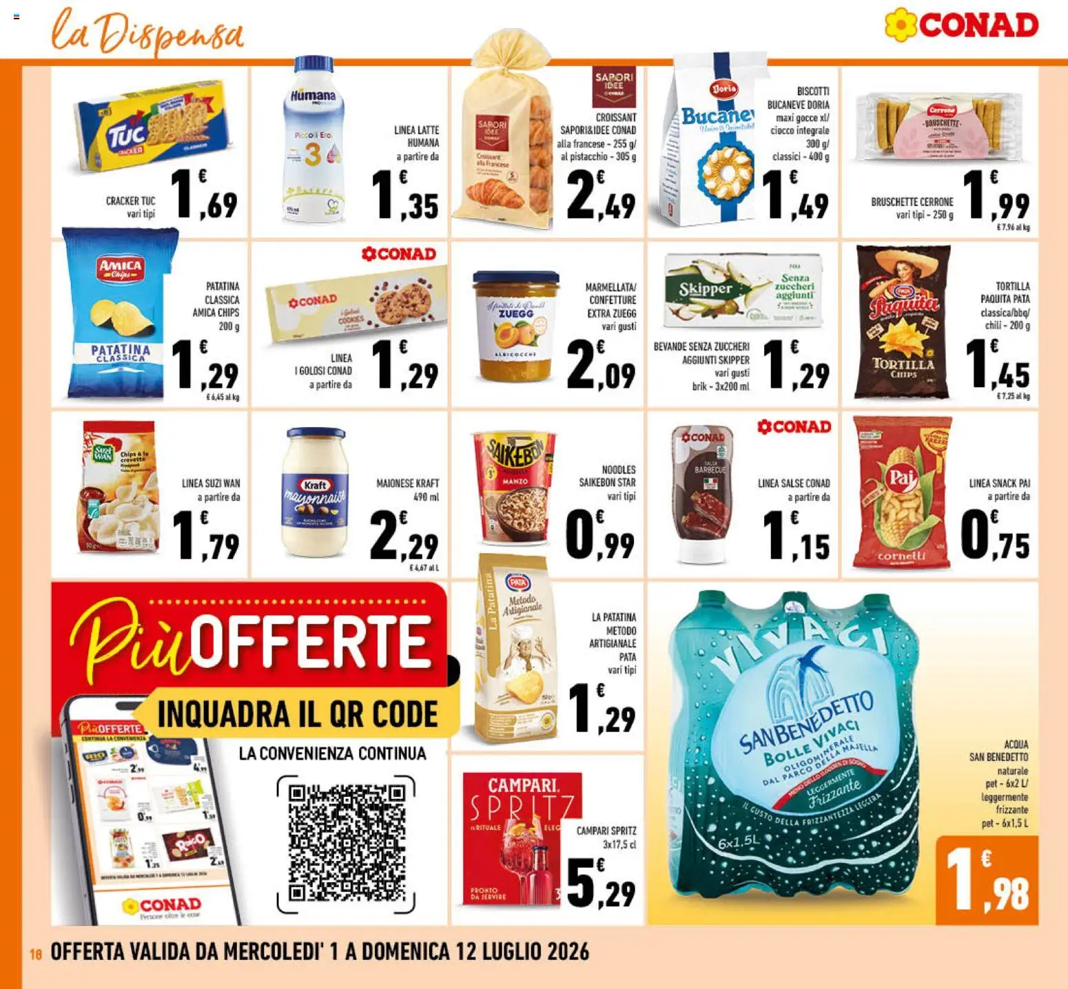 Volantino Conad del 01/07/2026 | Pagina: 18 | Prodotti: Biscotti, Maionese, Barbecue, Croissant