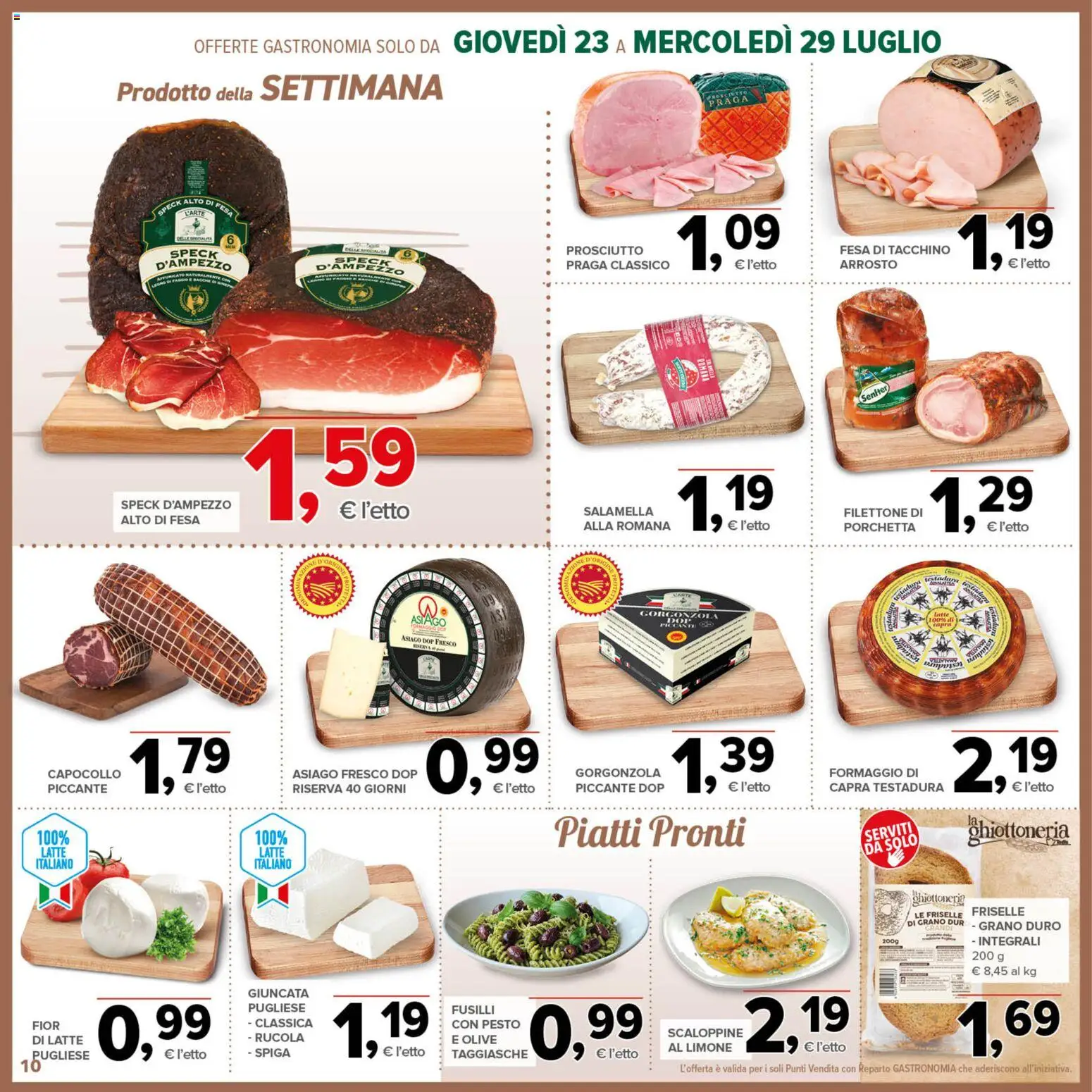 Volantino Todis del 23/07/2026 | Pagina: 10 | Prodotti: Formaggio, Limone, Prosciutto, Pesto