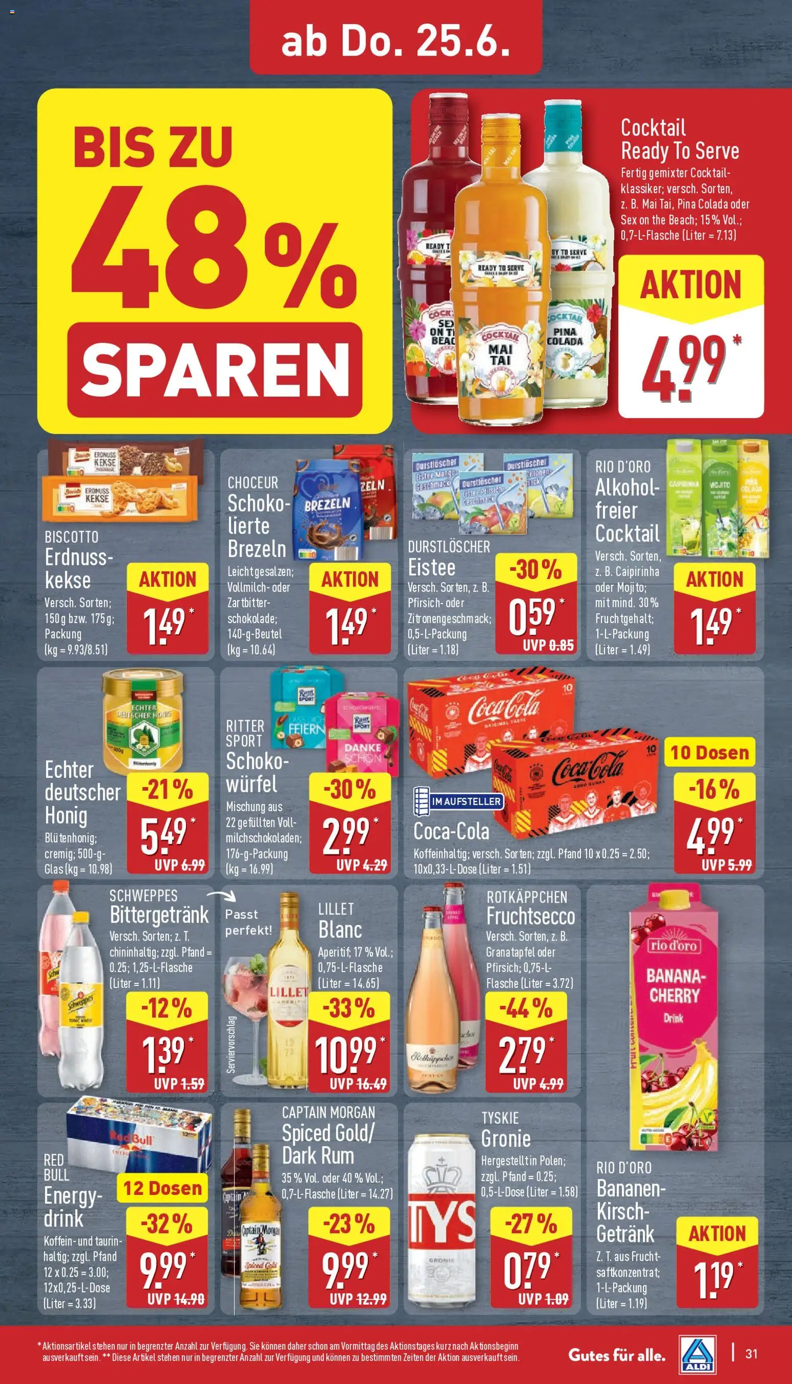 Aldi Prospekt – gültig ab 22.06.2026 | Seite: 33 | Produkte: Energy, Rum, Mango, Rotkäppchen