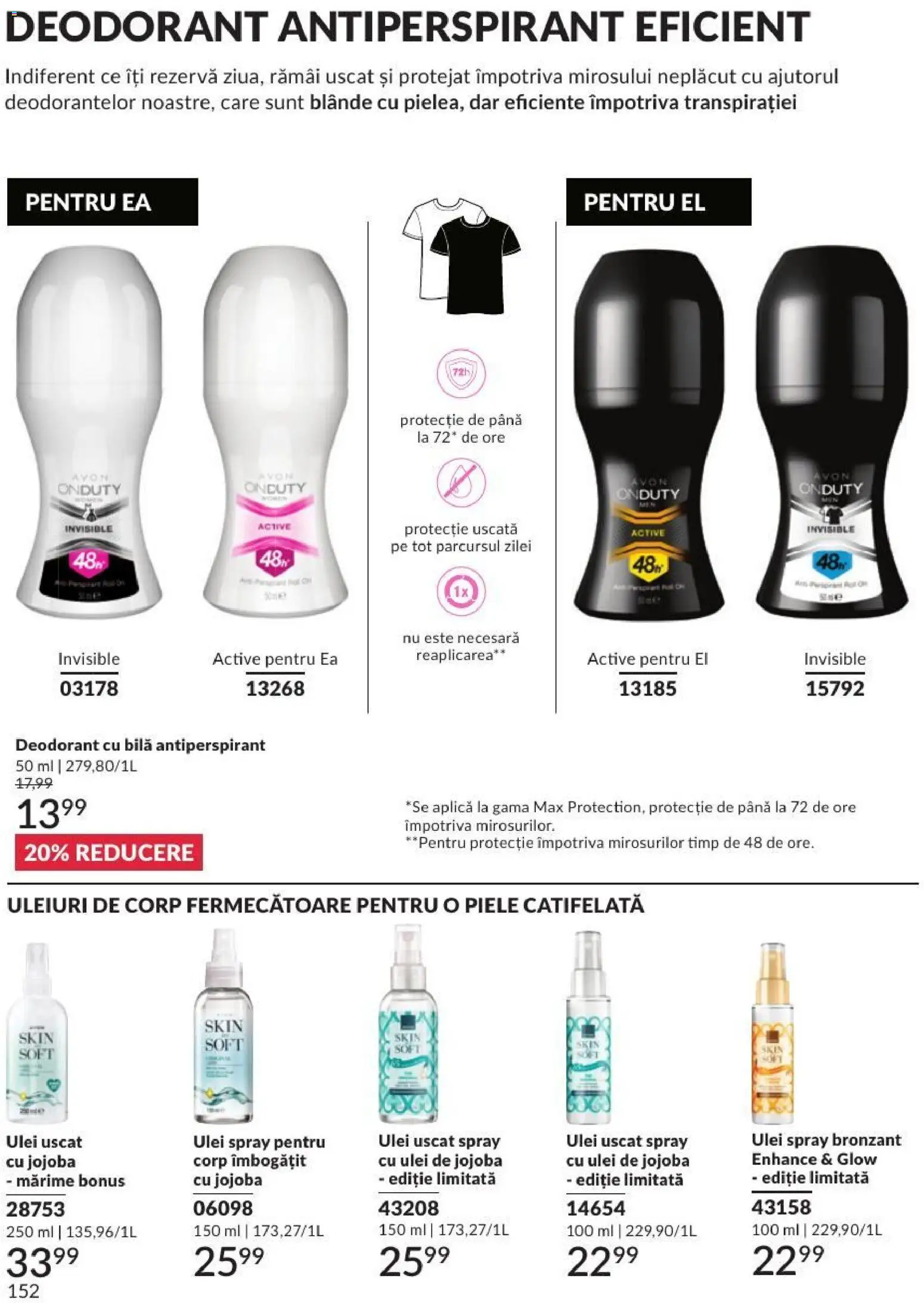 Noul catalog Avon – valabil de la 01.08.2026 | Pagină: 152 | Produse: Ulei, Deodorant, Antiperspirant