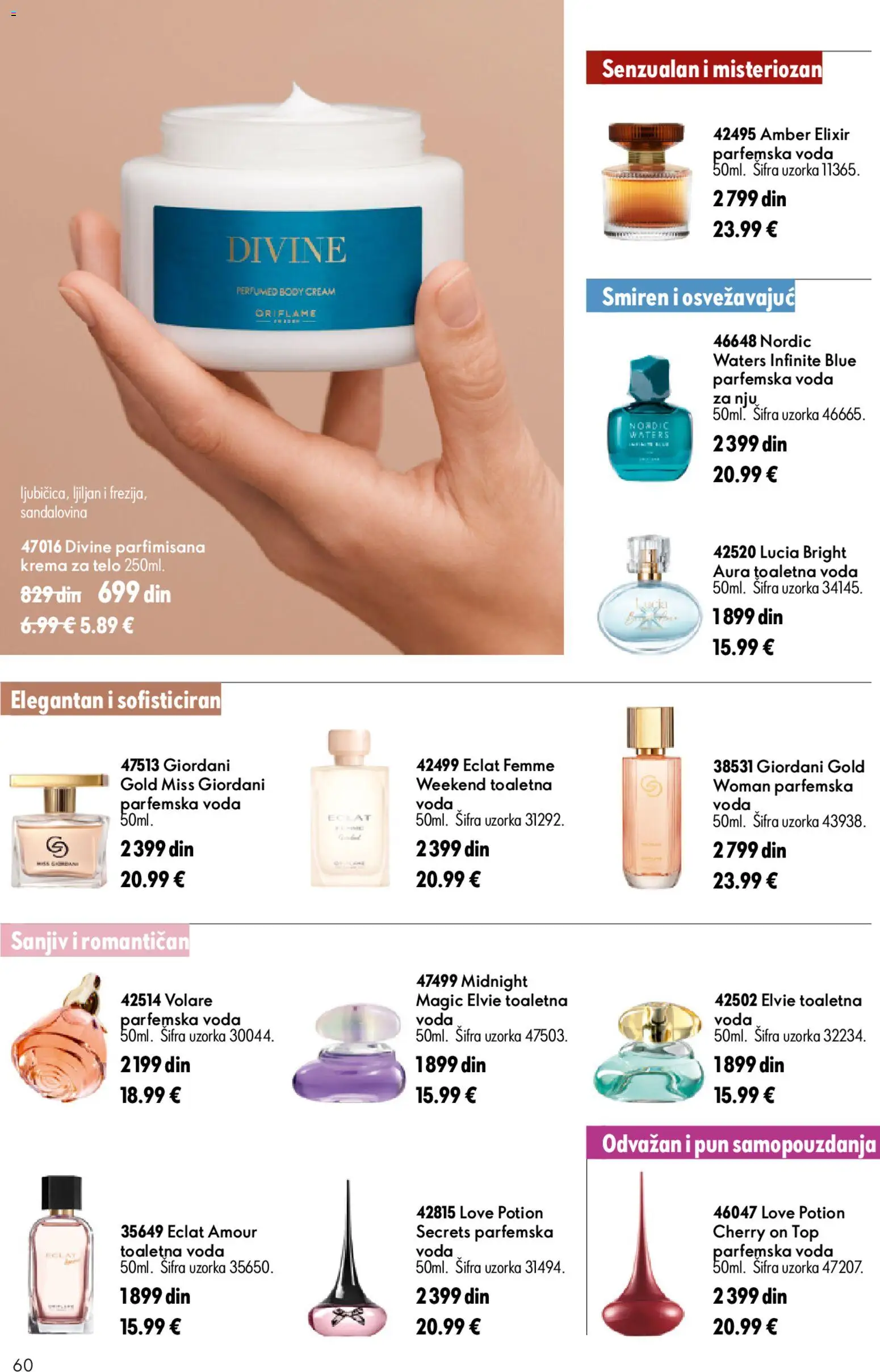 Oriflame katalog - važi od 15.07.2026 | Strana: 60 | Proizvode: Toaletna voda, Voda, Krema, Krema za telo