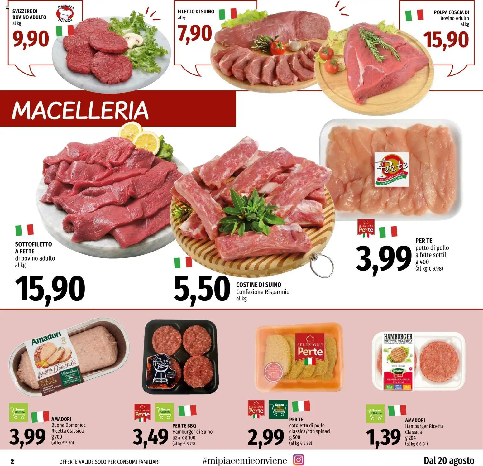 Volantino EMI del 20/08/2026 | Pagina: 2 | Prodotti: Bovino, Pollo, Spinaci, Hamburger