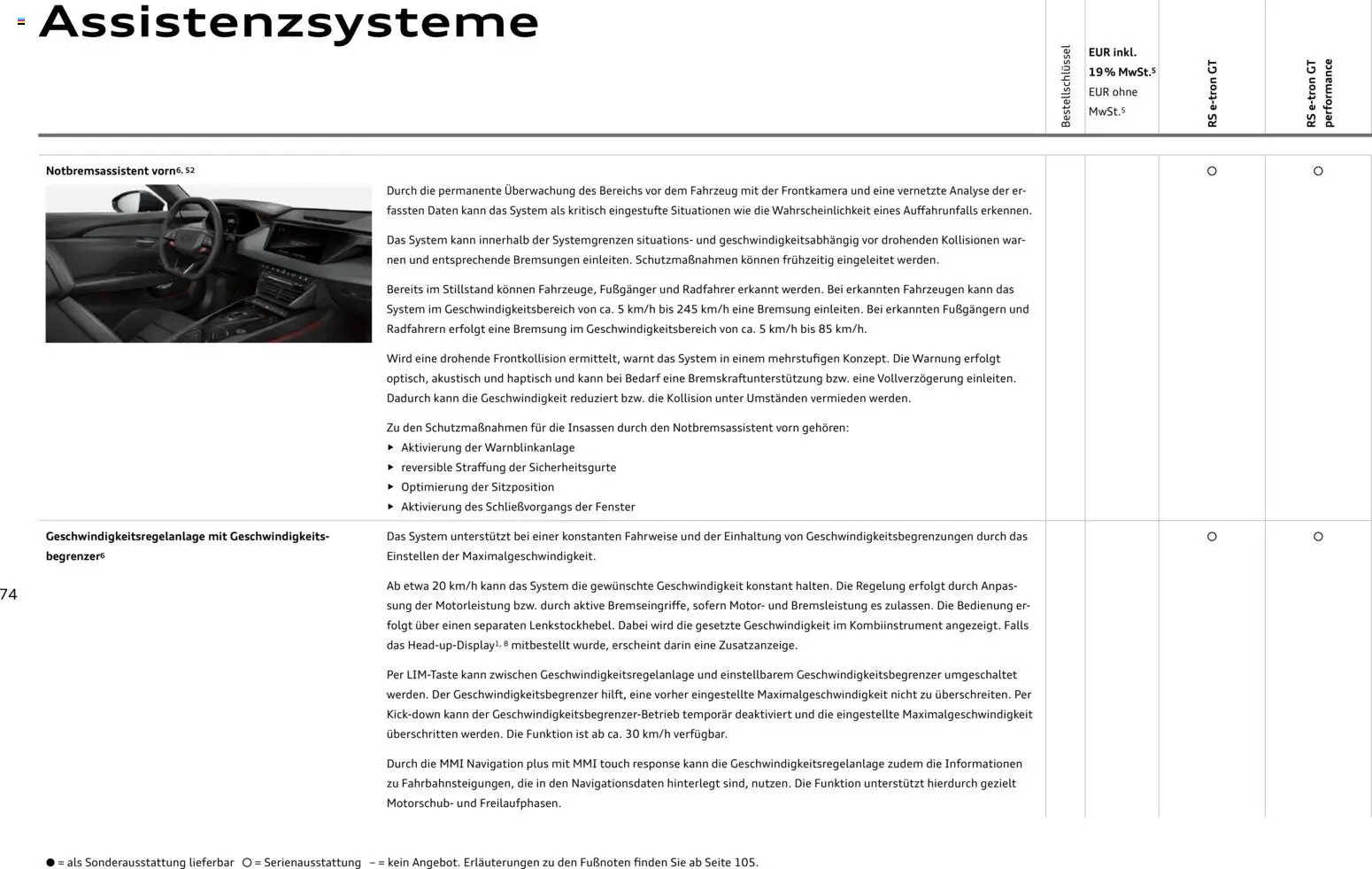 Audi  RS e-tron GT / RS e-tron GT performance – gültig ab 28.10.2025 | Seite: 74 | Produkte: Navigation