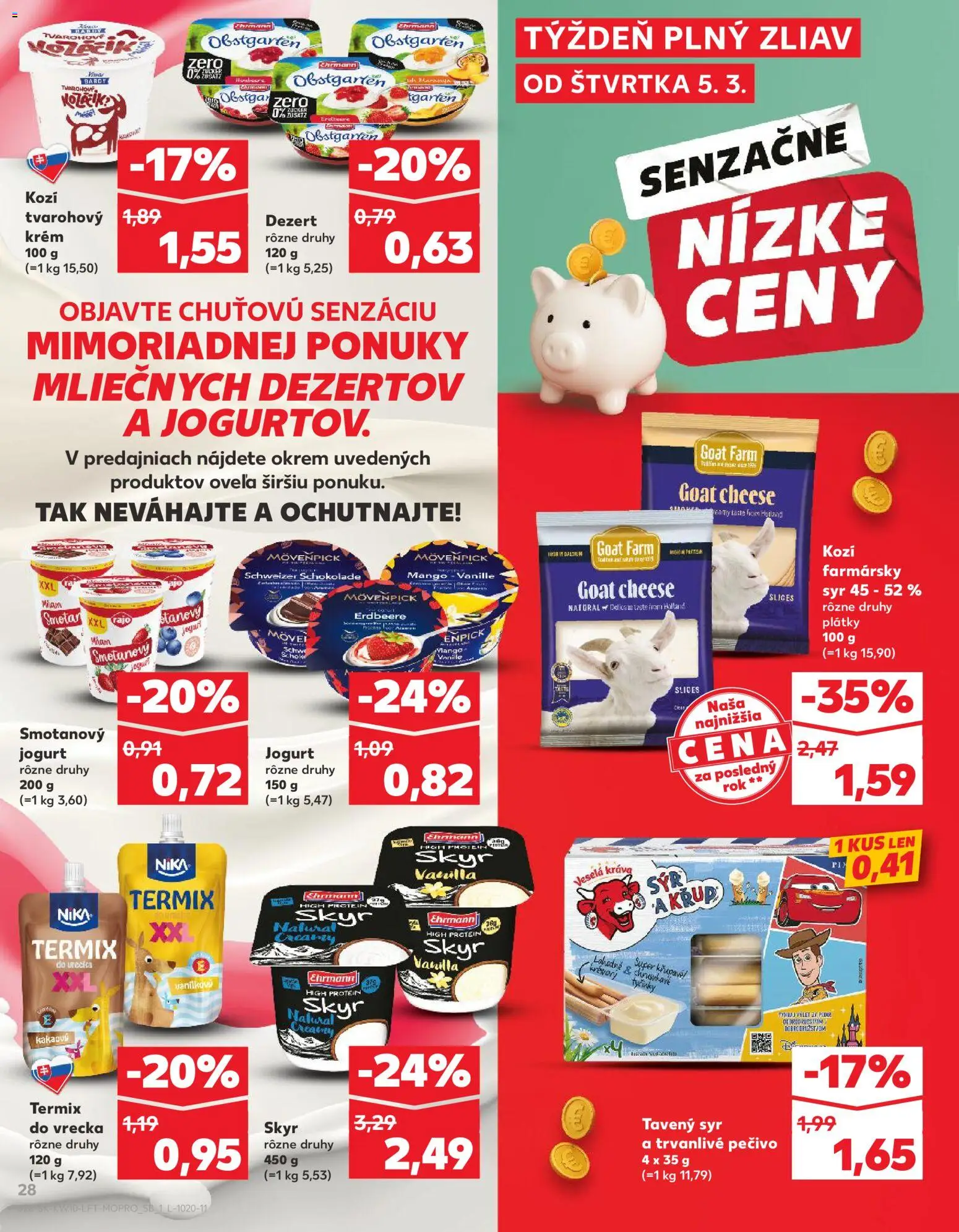 Kaufland SK akciós ujság - amely érvényes a következő dátumtól: 2026.03.05. | Oldal: 28 | Termékek: Krém, Mövenpick, Protein, Mangó