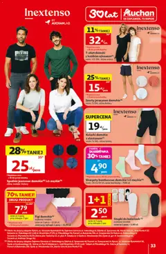 Pogląd oferty "Auchan gazetka - 30 Lat Hipermarket" - ważna od 30.07.2026 | Strona: 33 | Produkty: Szorty, Karta, Spodnie, Skarpety