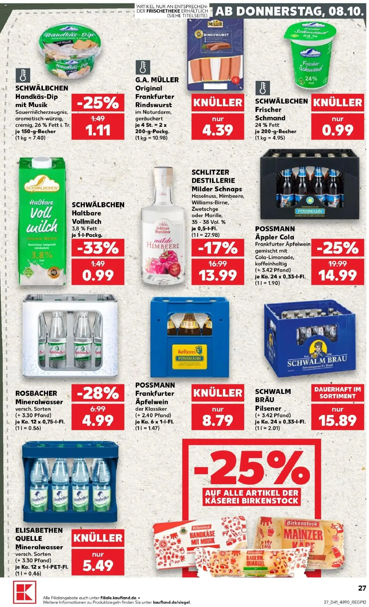 Prospekt Kaufland ab 08.10.2026 » Angebote Online zum Blättern | Seite: 35 | Produkte: Milch, Schnaps, Mineralwasser, Himbeere