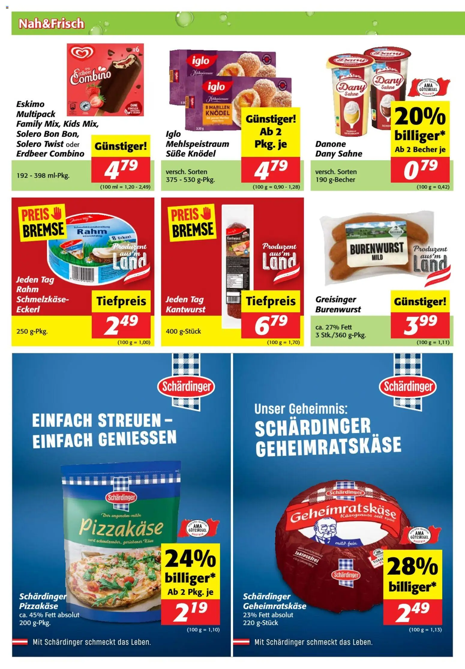 Nah und Frisch Flugblatt gültig ab 16.09.2026 | Seite: 2 | Produkte: Sahne, Käse