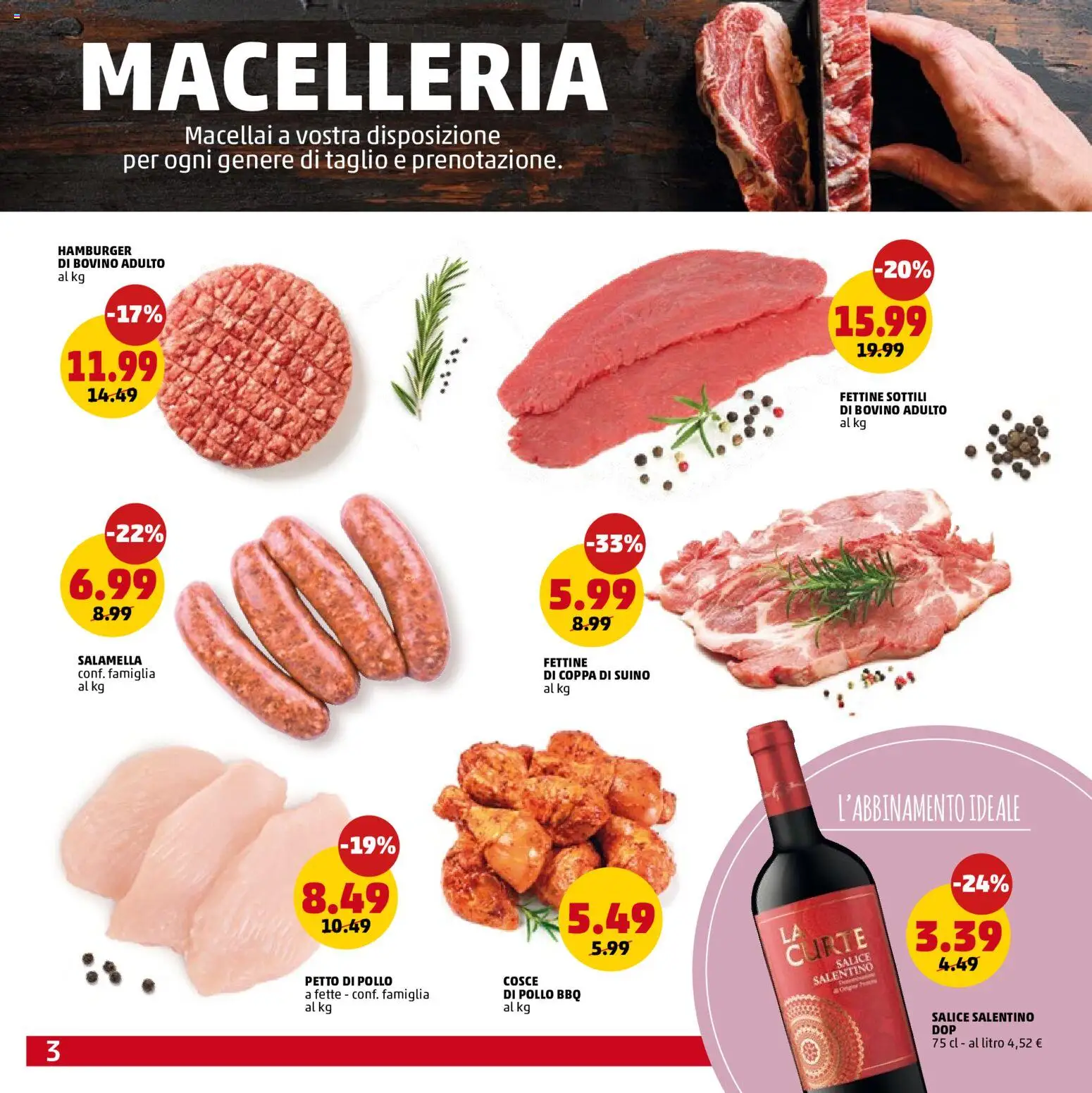 Volantino PENNY del 11.06.2026 | Pagina: 3 | Prodotti: Petto di Pollo, Salamella, Suino, Hamburger