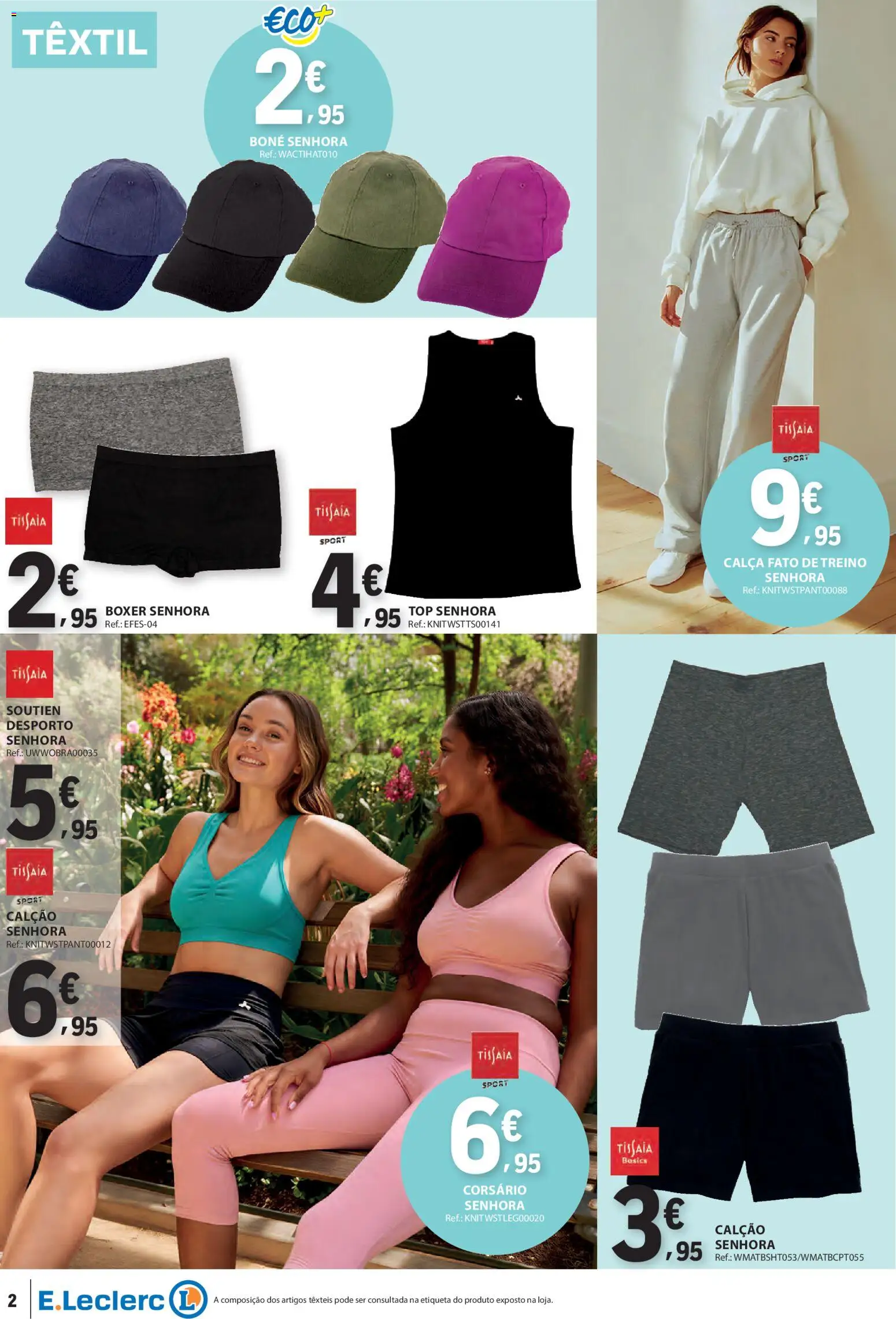 E.Leclerc folheto Não Alimentar │ válido de 09.04.2026 | Página: 2 | Produtos: Boné, Calça, Calção, Fato