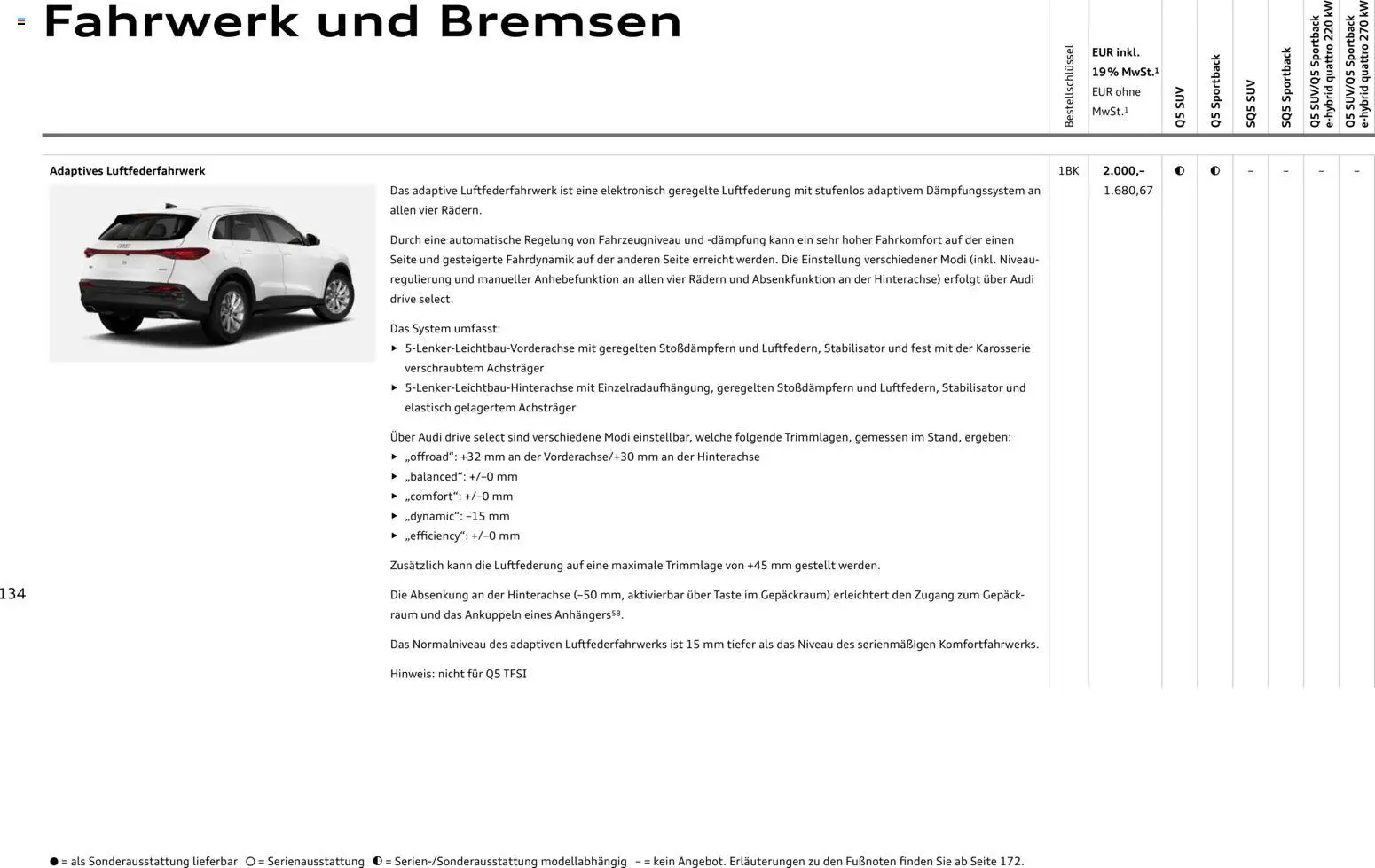 Audi Q5 – gültig ab 01.10.2026 | Seite: 134
