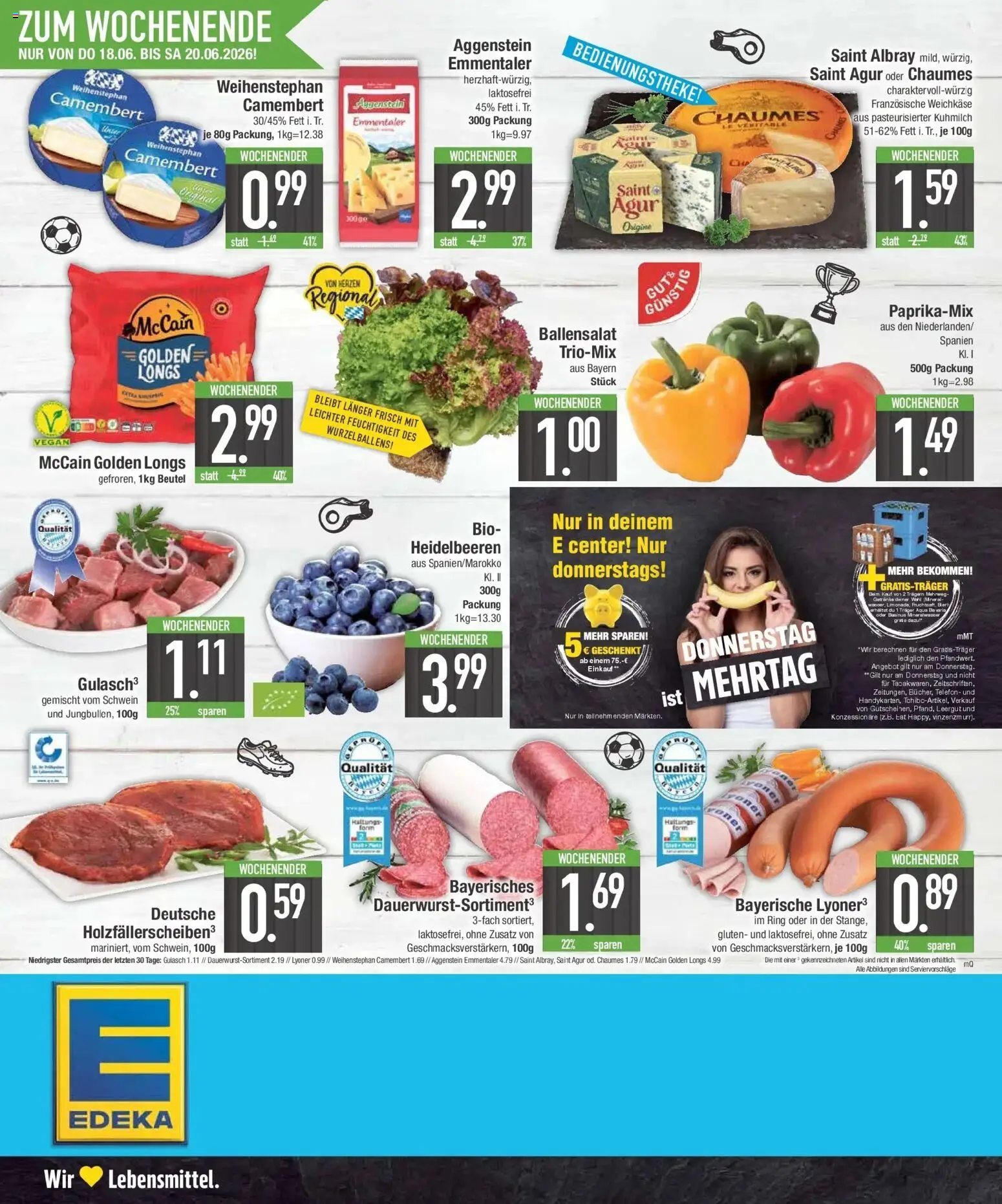 E center Prospekt Meitingen – gültig ab 15.06.2026 | Seite: 20 | Produkte: Bier, Mineralwasser, Heidelbeeren, Gulasch