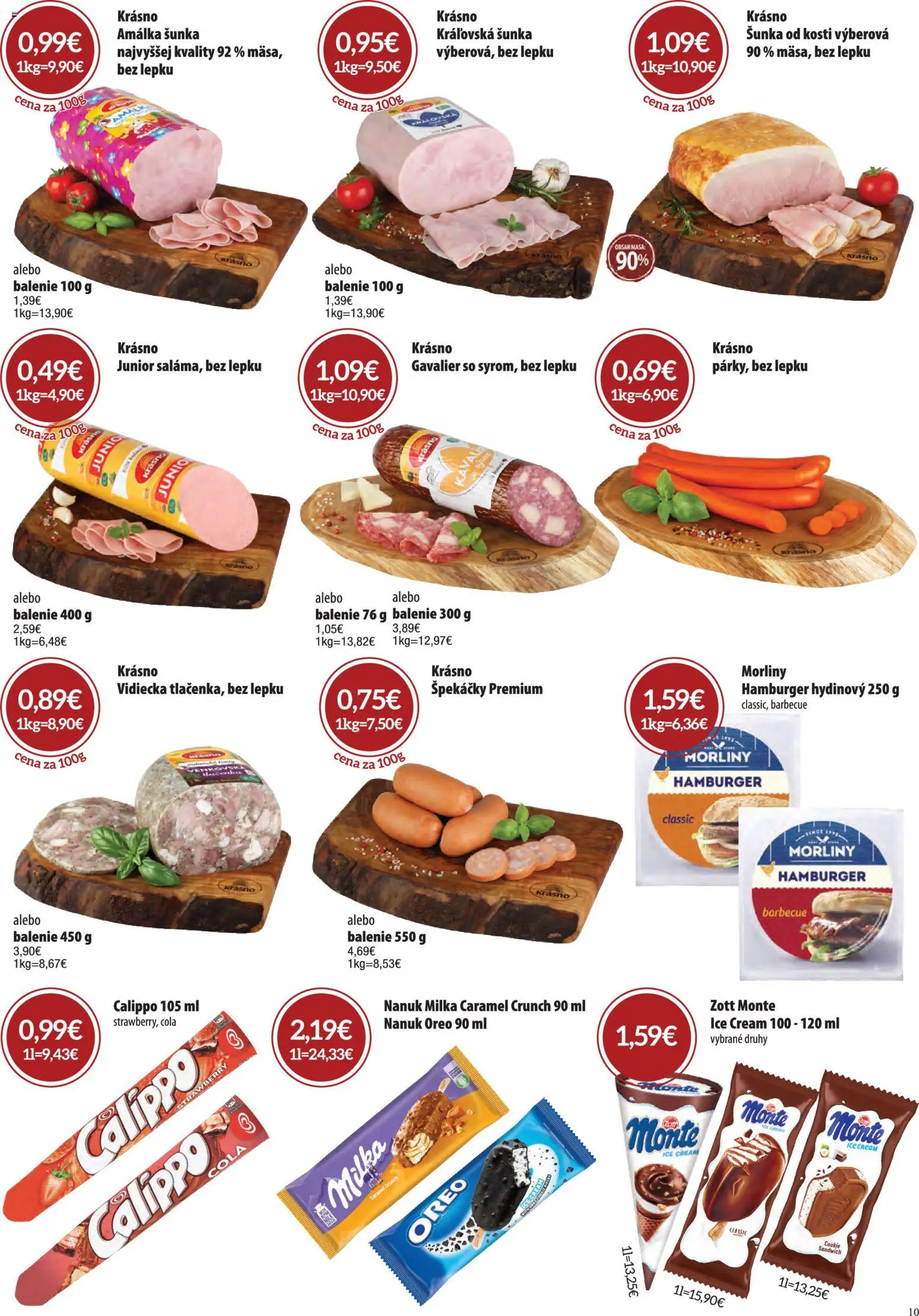 Nové CBA Verex akcie – leták je platný od 02.07.2026 | Strana: 10 | Produkty: Šunka, Nanuk, Milka, Cola