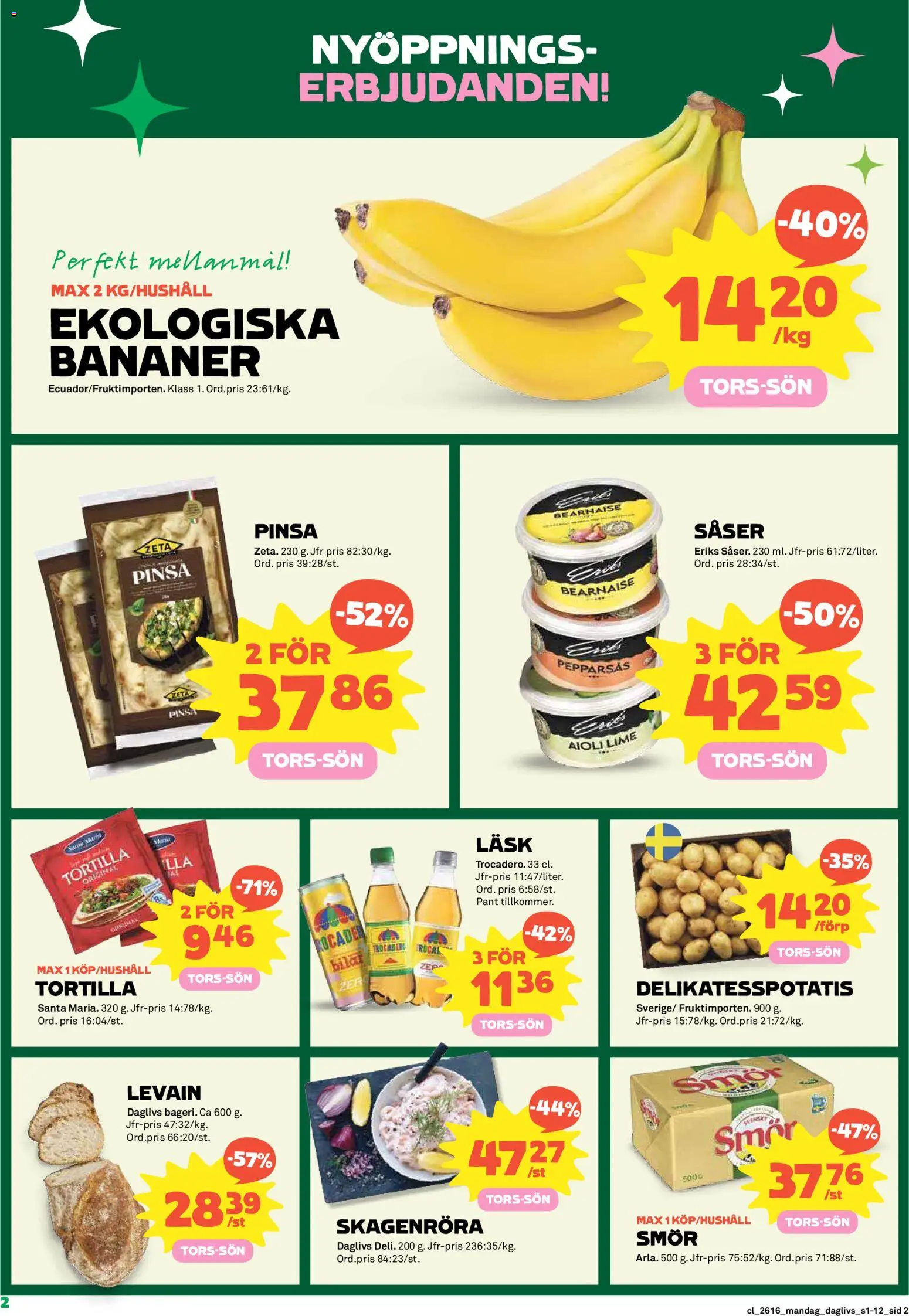 Coop Daglivs reklamblad aktuell från 13.04.2026 | Sida: 2 | Produkter: Tortilla, Aioli, Smör, Lime