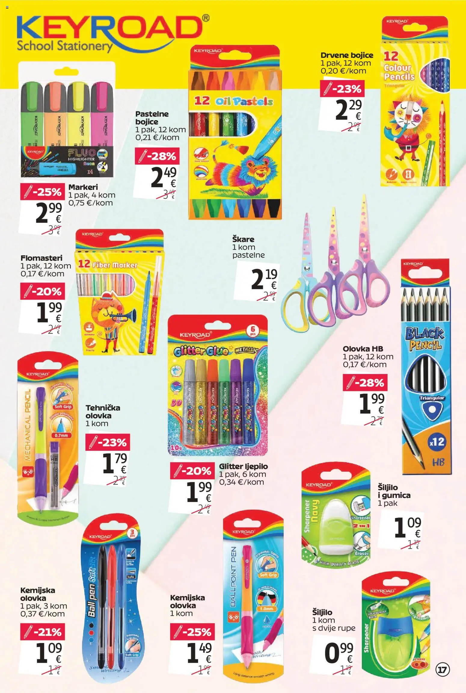 Tommy katalog | vrijedi od 20.08.2026 | Stranica: 17 | Proizvodi: Šiljilo, Škare, Drvene bojice, Flomasteri