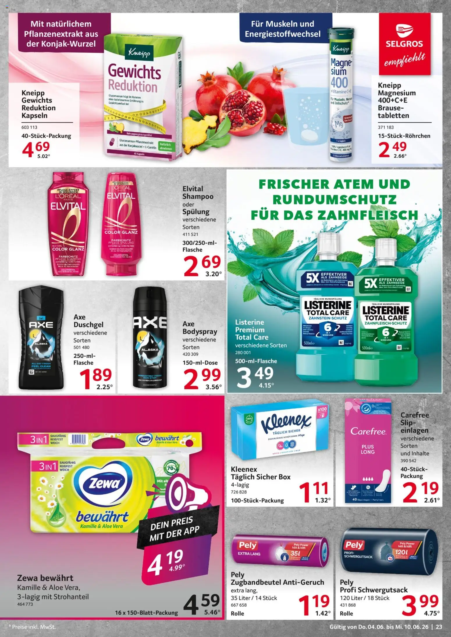 Selgros Prospekt – gültig ab 04.06.2026 | Seite: 23 | Produkte: Zewa, Spülung, Duschgel, Listerine