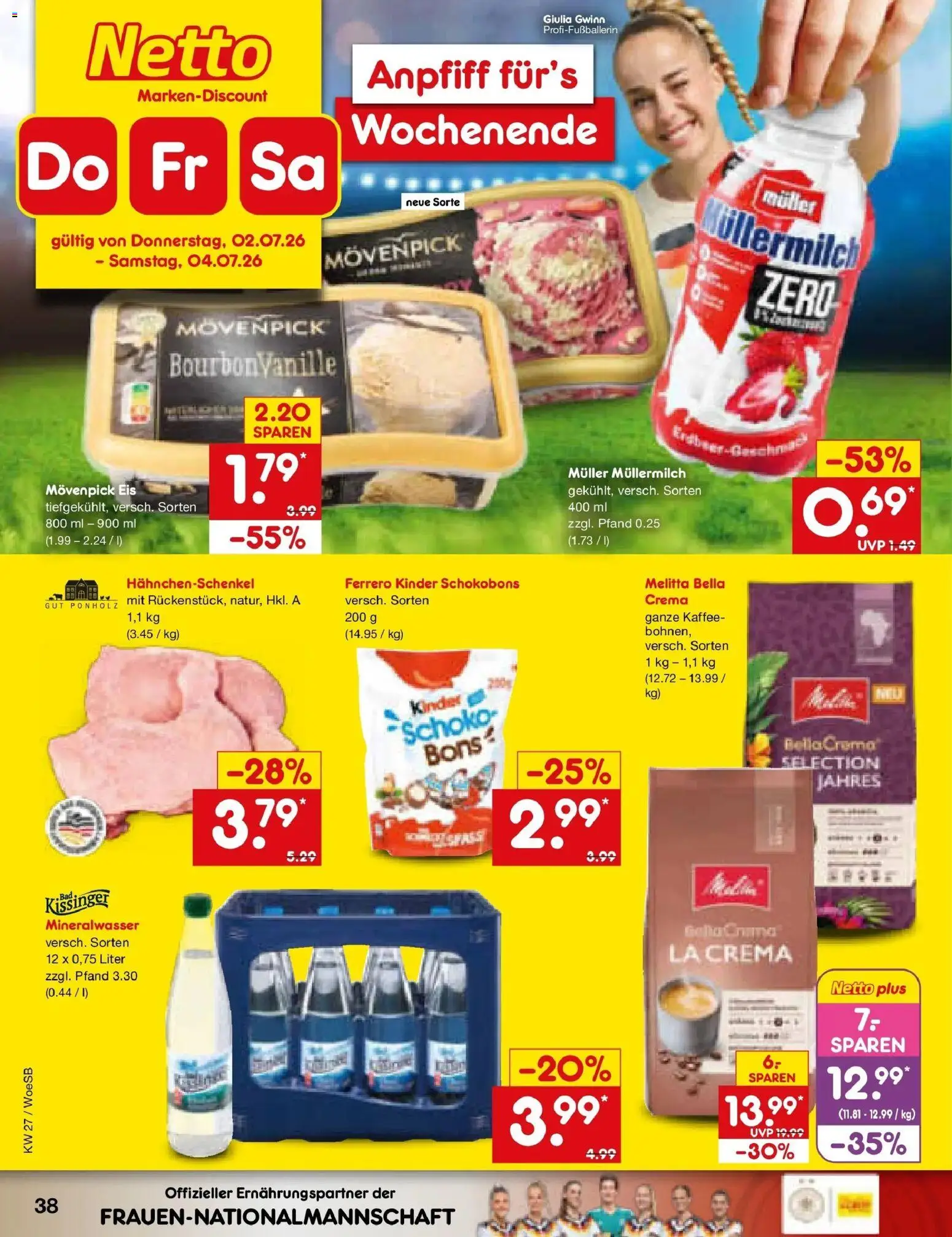 Netto Marken-Discount Prospekt Gemmingen – gültig ab 29.06.2026 | Seite: 56 | Produkte: Melitta, Mineralwasser, Movenpick eis, Muller mullermilch