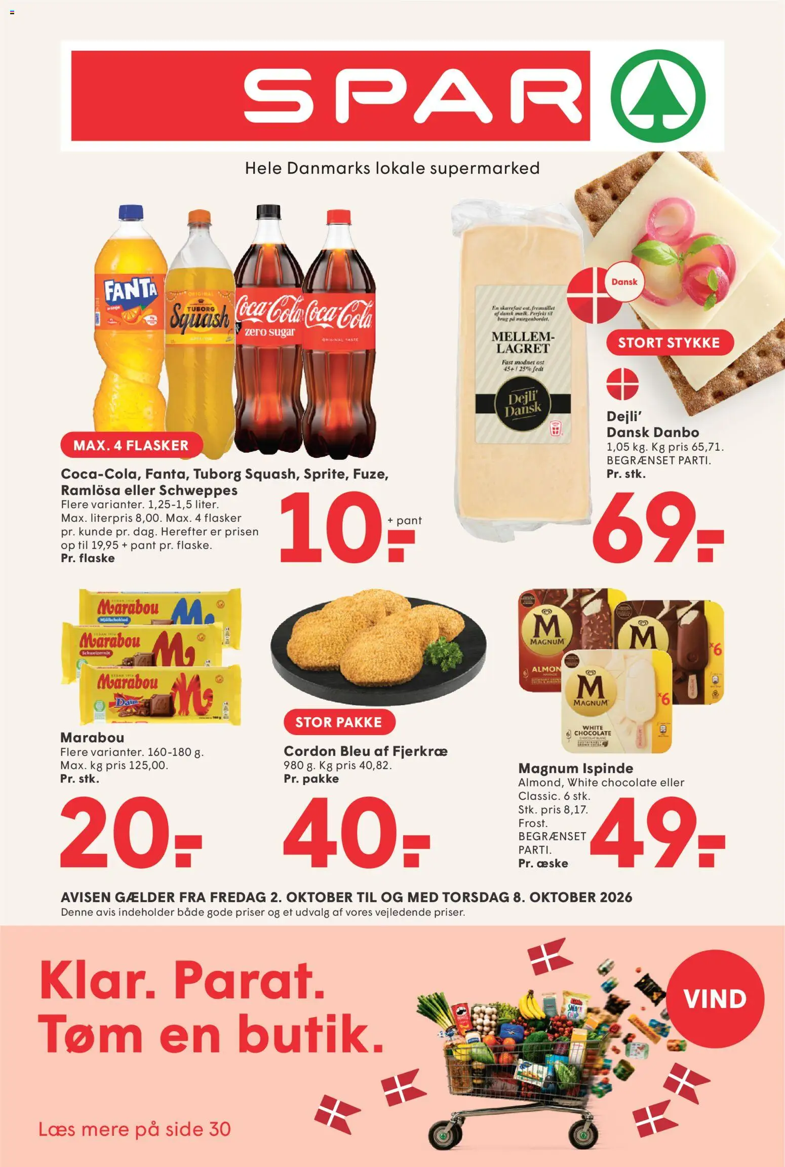 Spar tilbudsavis – gyldig fra 02/10/2026 | Side: 1 | Produkter: Ost, Coca Cola, Fanta, Cola