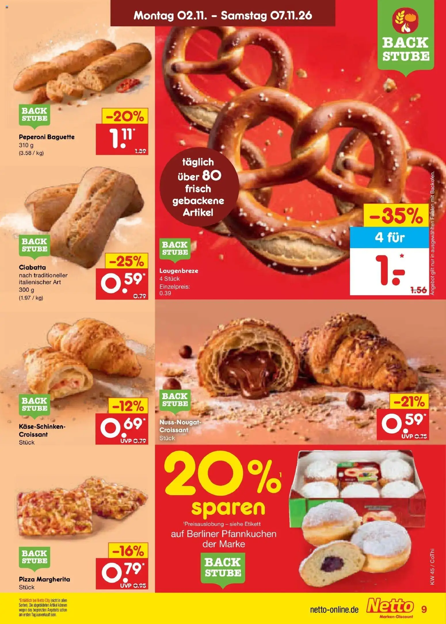 Netto Marken-Discount Prospekt Leipzig – gültig ab 02.11.2026 | Seite: 17 | Produkte: Berliner, Baguette, Pfannkuchen, Croissant