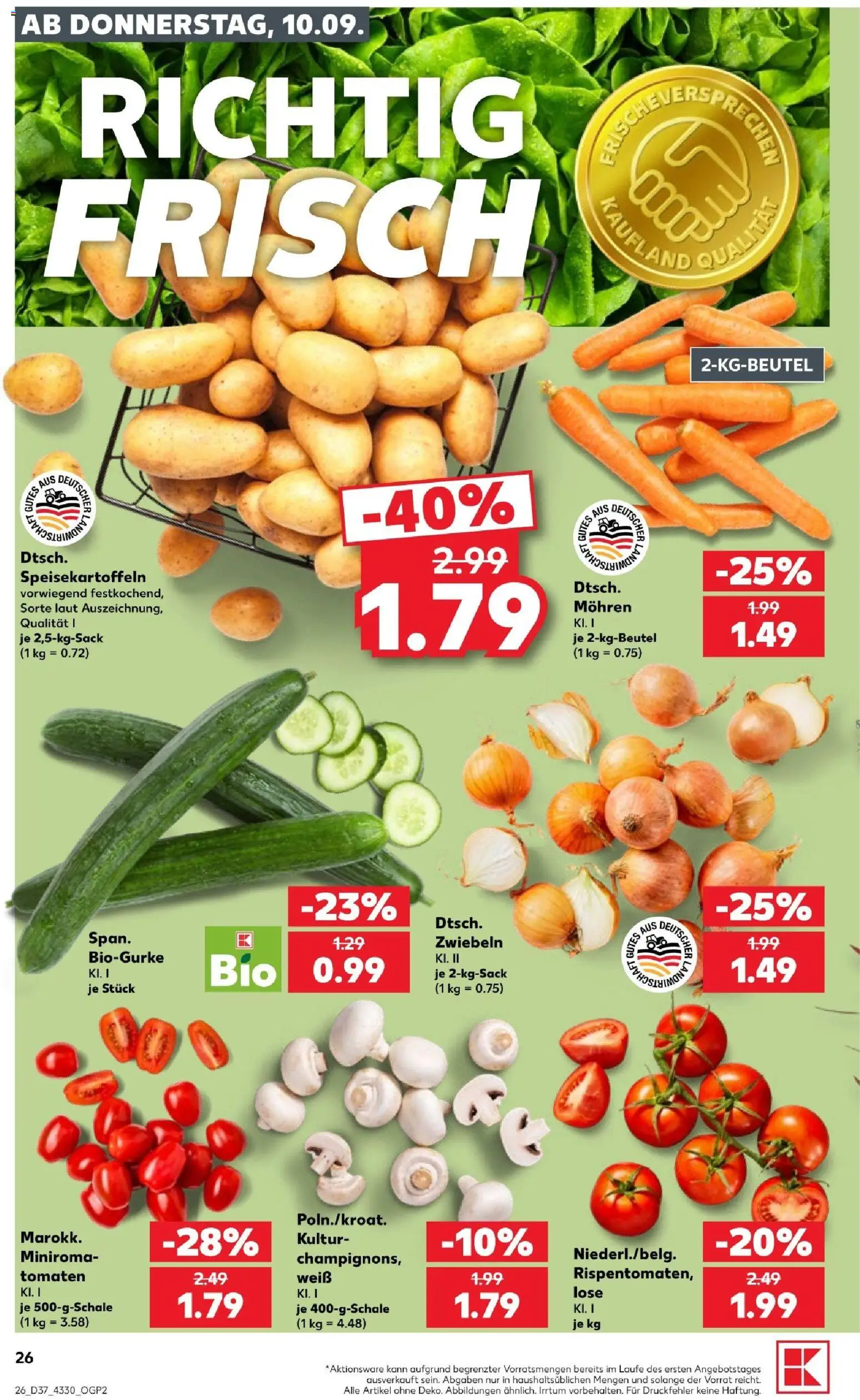 Kaufland Prospekt Jena – gültig ab 10.09.2026 | Seite: 26 | Produkte: Tomaten, Mohren, Zwiebeln, Lutscher