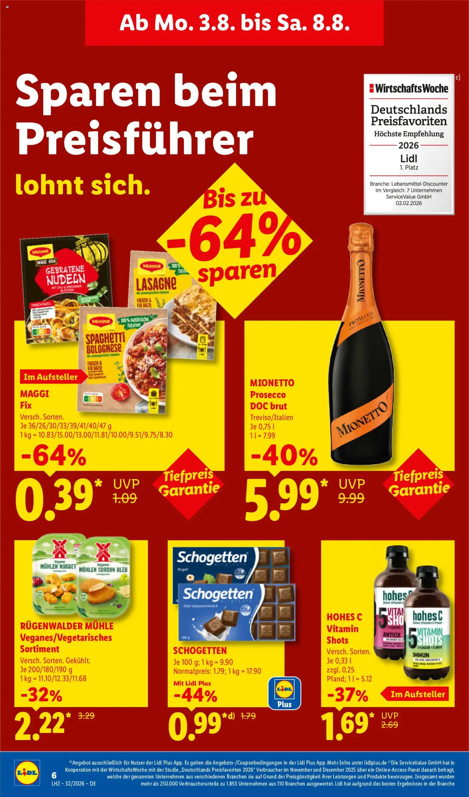 Lidl Německo leták od 03.08.2026 | Strana: 14 | Produkty: Maggi, Schogetten, Mionetto, Lasagne