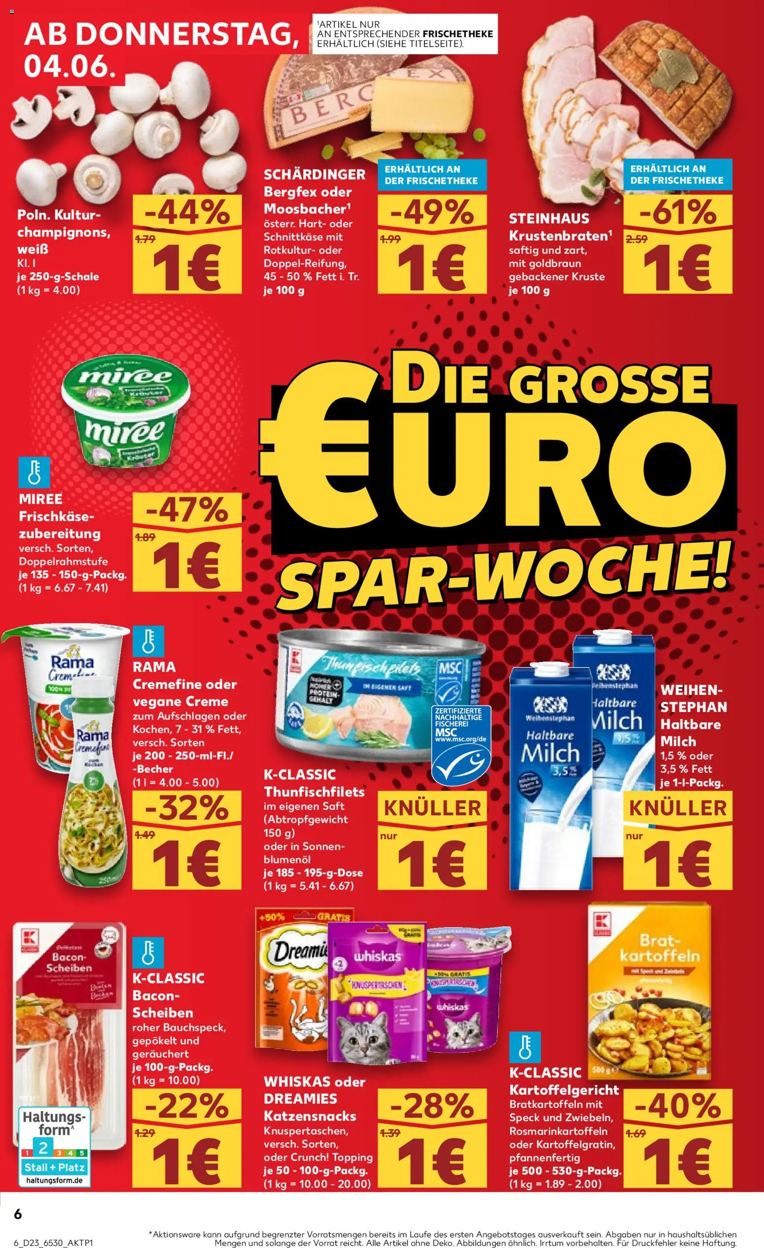 Kaufland Prospekt Frankfurt (Oder) – gültig ab 04.06.2026 | Seite: 6 | Produkte: Milch, Haltbare milch, Rama cremefine, Saft
