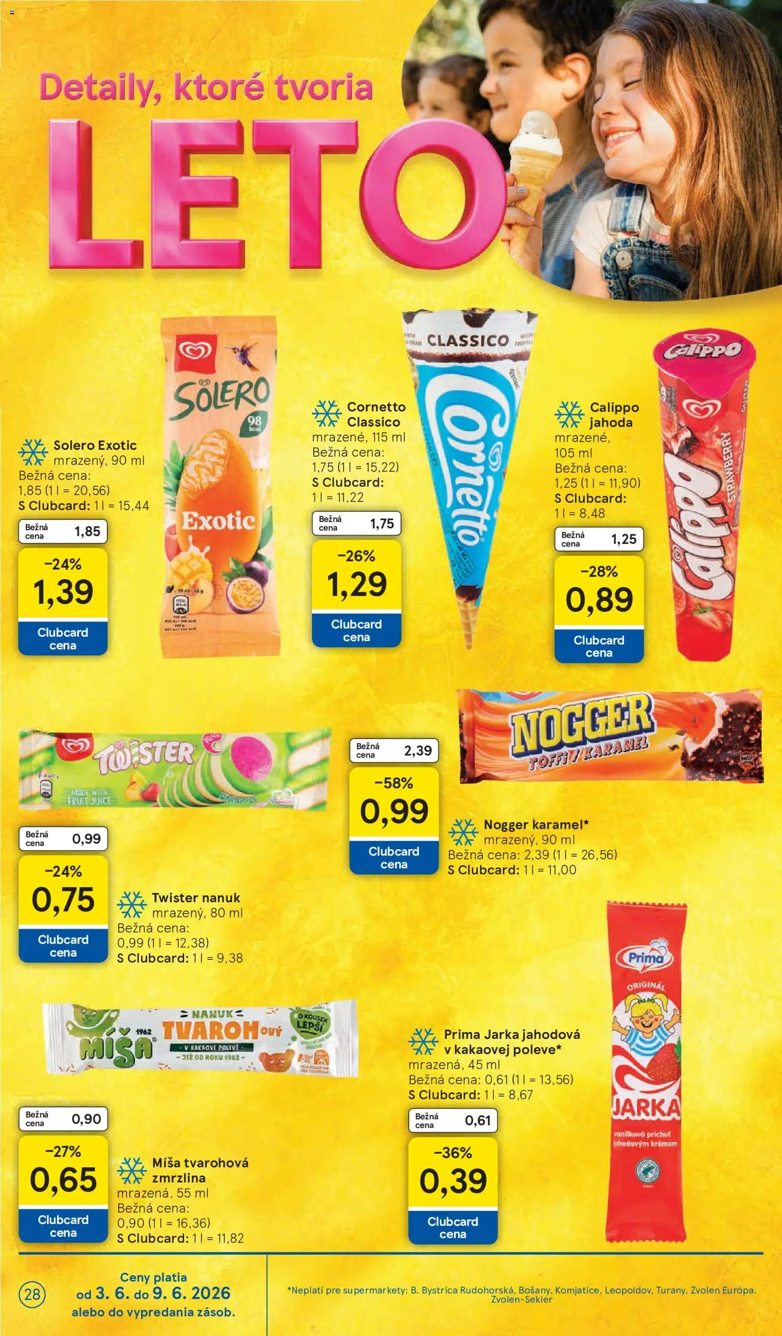 Nové Tesco akcie – leták je platný od 03.06.2026 | Strana: 28 | Produkty: Nanuk, Zmrzlina