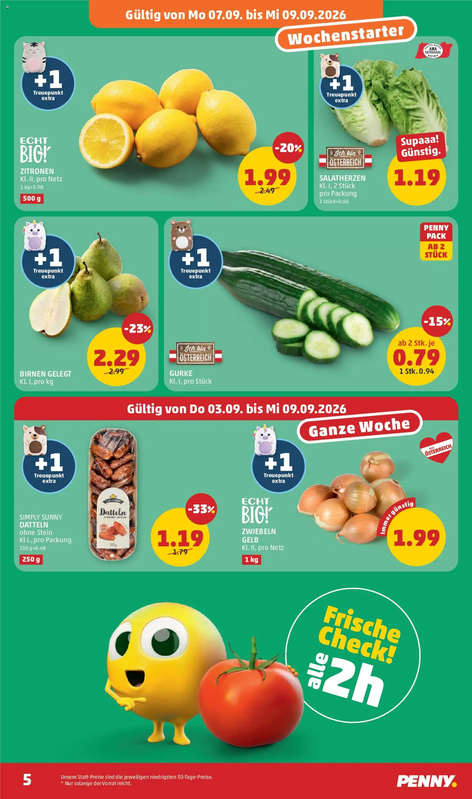 Penny Markt Flugblatt gültig ab 03.09.2026 | Seite: 5 | Produkte: Zwiebeln, Gurke