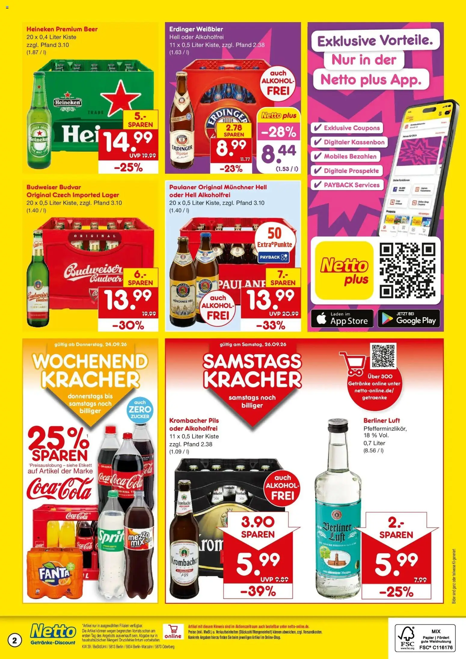 Netto Marken-Discount Prospekt Berlin – gültig ab 21.09.2026 | Seite: 2 | Produkte: Coca cola, Cola, Pils, Heineken