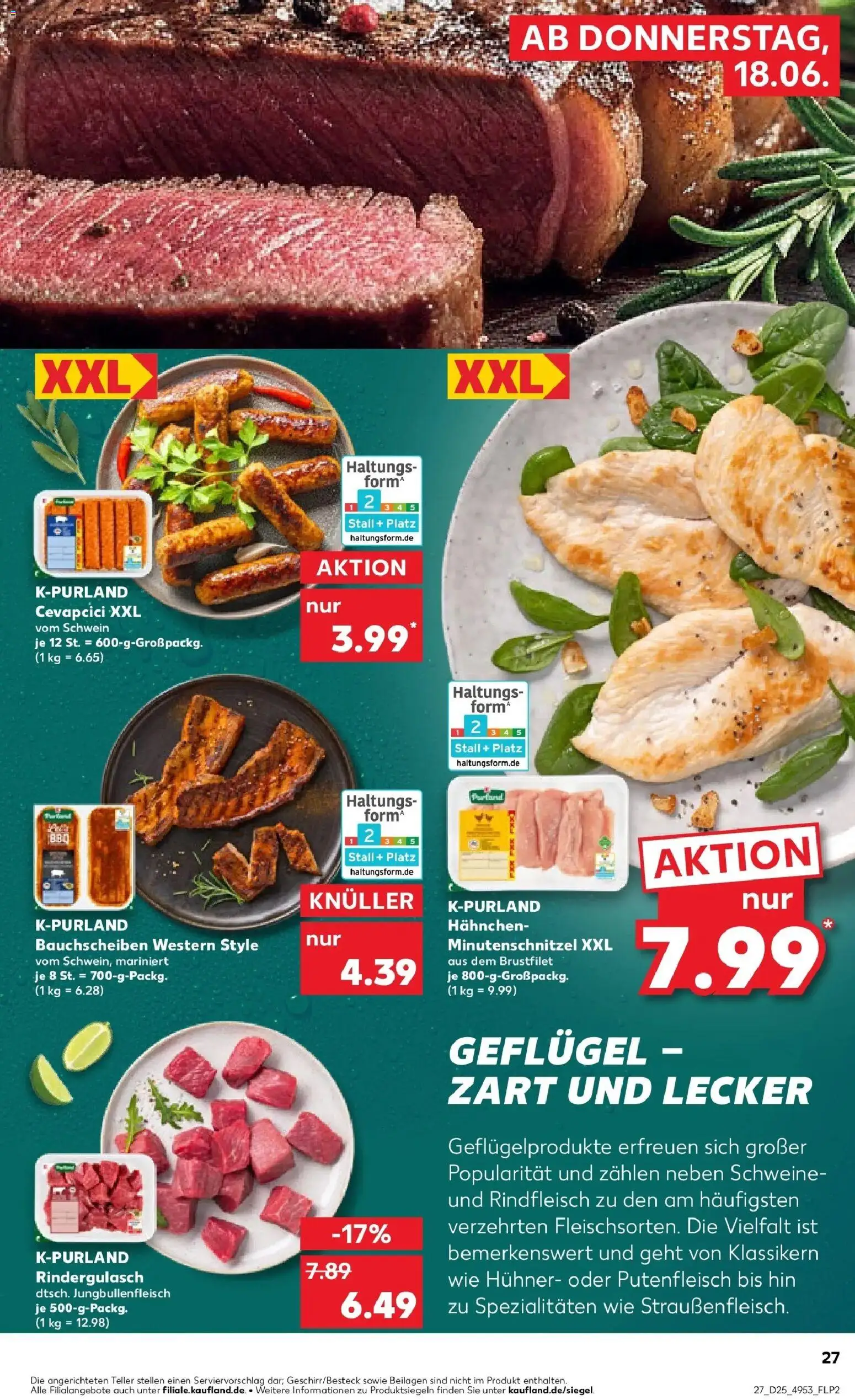 Kaufland Prospekt Menden (Sauerland) – gültig ab 15.06.2026 | Seite: 36 | Produkte: Hahnchen, Cevapcici, Schnitzel, Rindfleisch