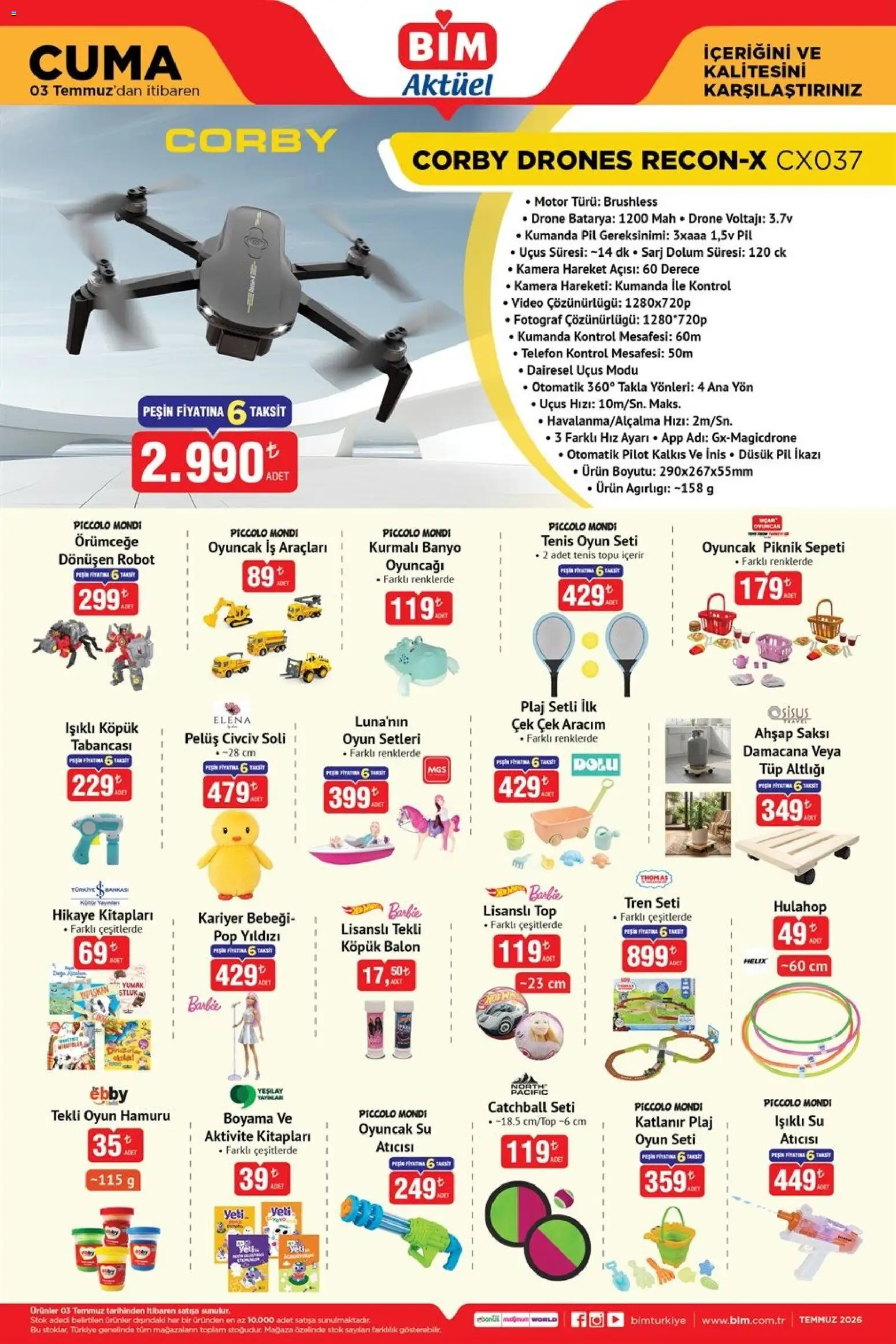BİM - Katalog Cuma - 03 Temmuz 2026 tarihinden itibaren geçerlidir | Sayfa: 3 | Ürünler: Robot, Saksı, Video, Oyun