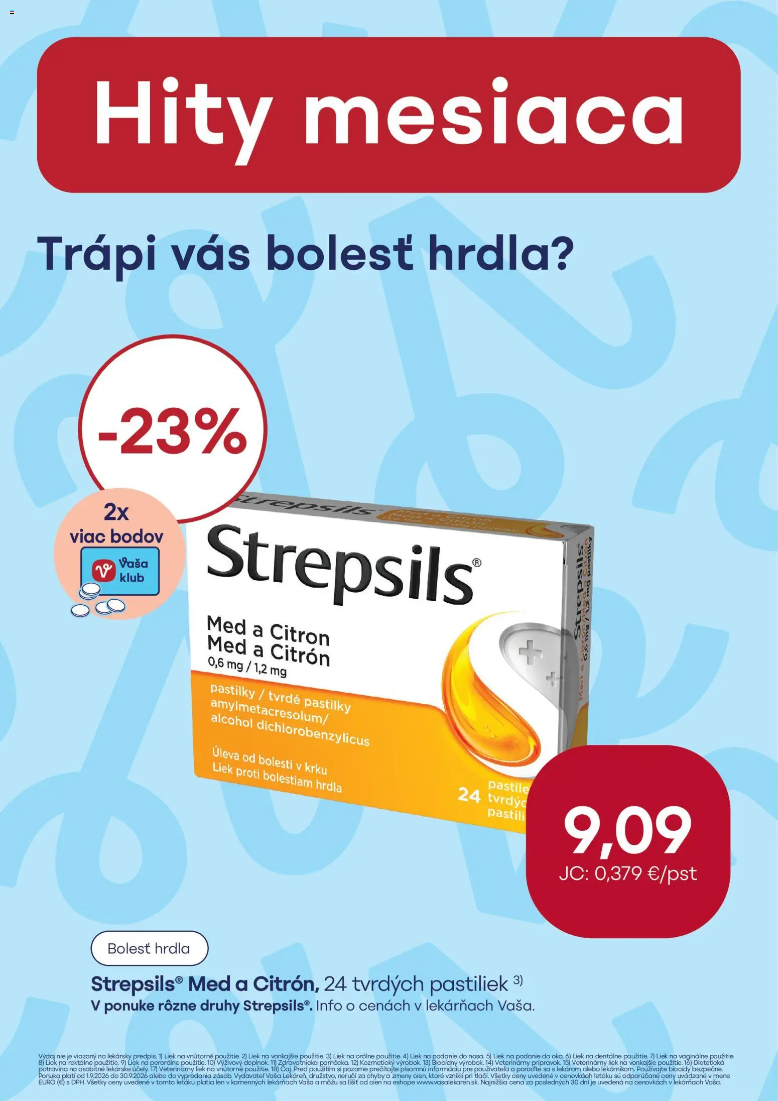 Nové Vaša lekáreň akcie – leták je platný od 01.09.2026 | Strana: 9 | Produkty: Med