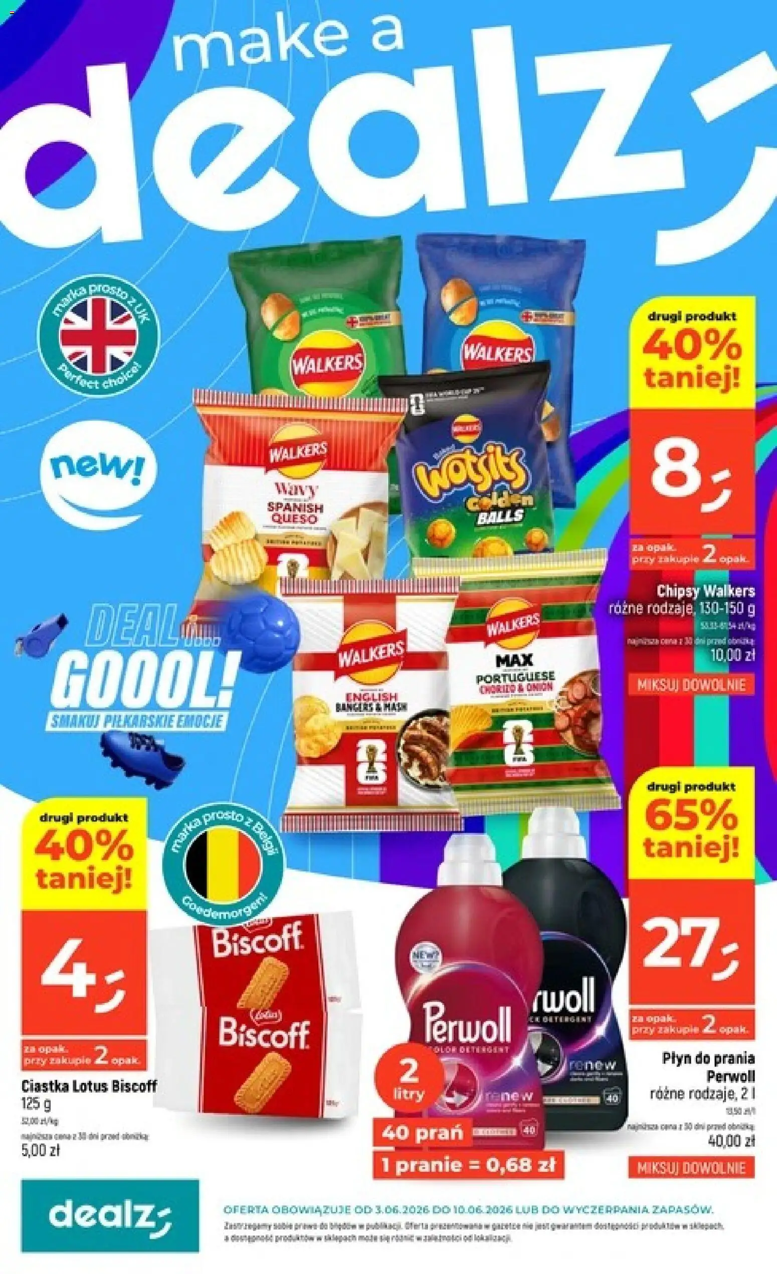 Dealz gazetka od 03.06.2026 | Strona: 1 | Produkty: Chipsy, Ciastka
