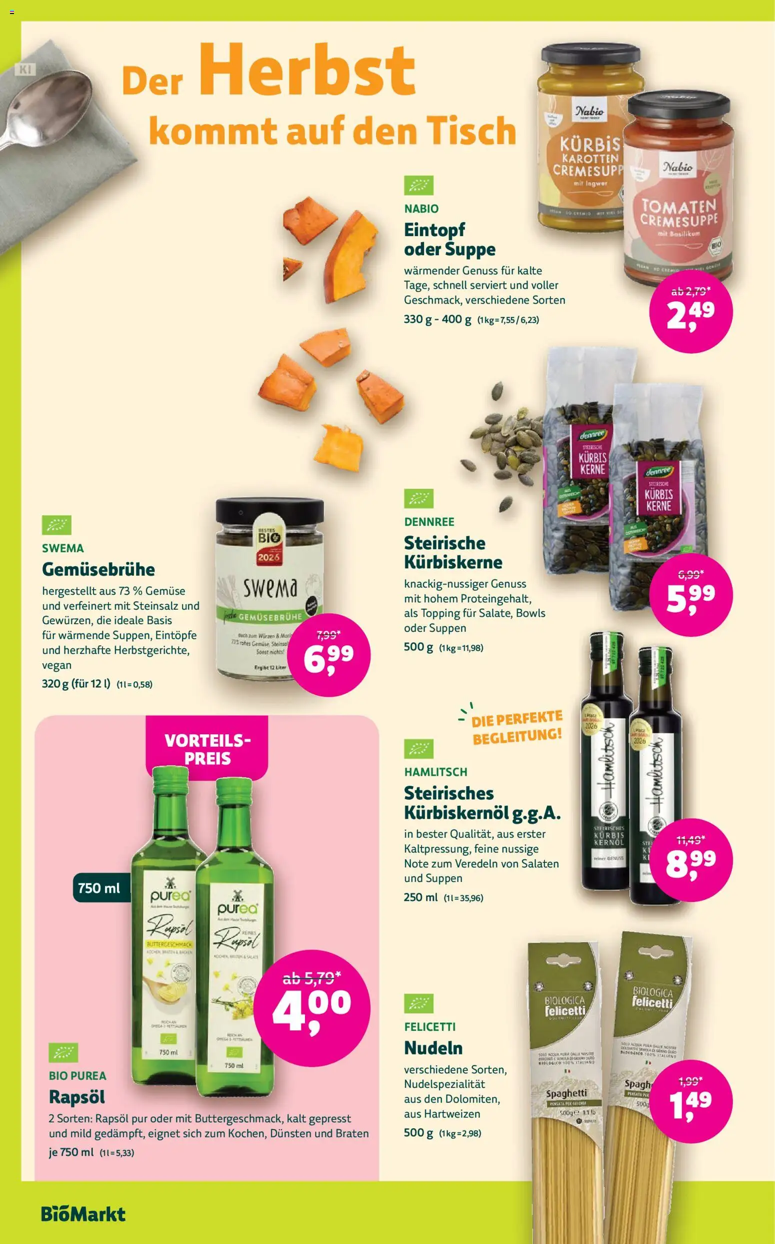 BioMarkt Prospekt – gültig ab 23.09.2026 | Seite: 10 | Produkte: Tisch, Tomaten, Gemüse, Kürbis