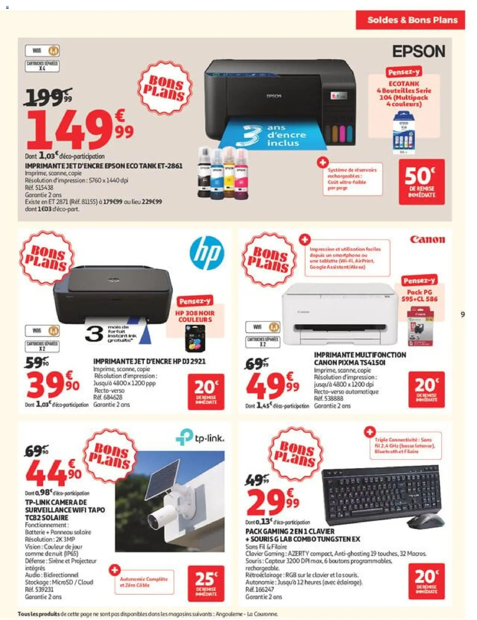 {H1} | Page: 9 | Produits: Clavier, Audio, Caméra, Projecteur
