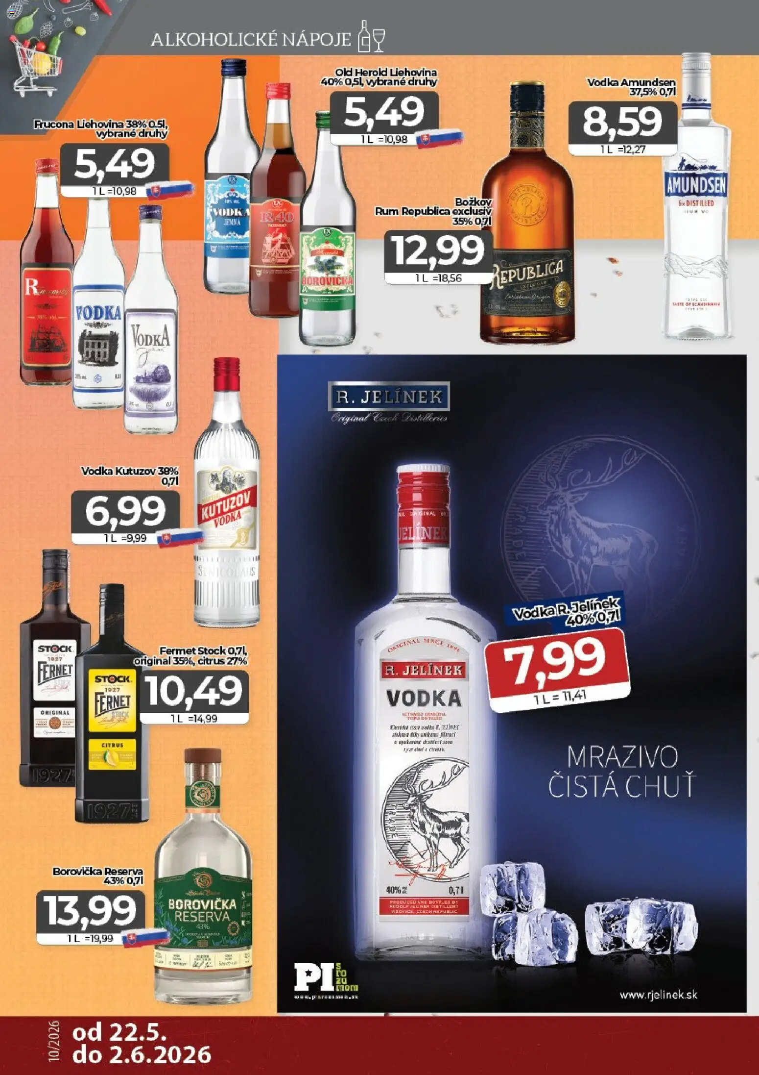 Nové CBA Komfos akcie – leták je platný od 22.05.2026 | Strana: 14 | Produkty: Božkov, Vodka, Fernet, Rum