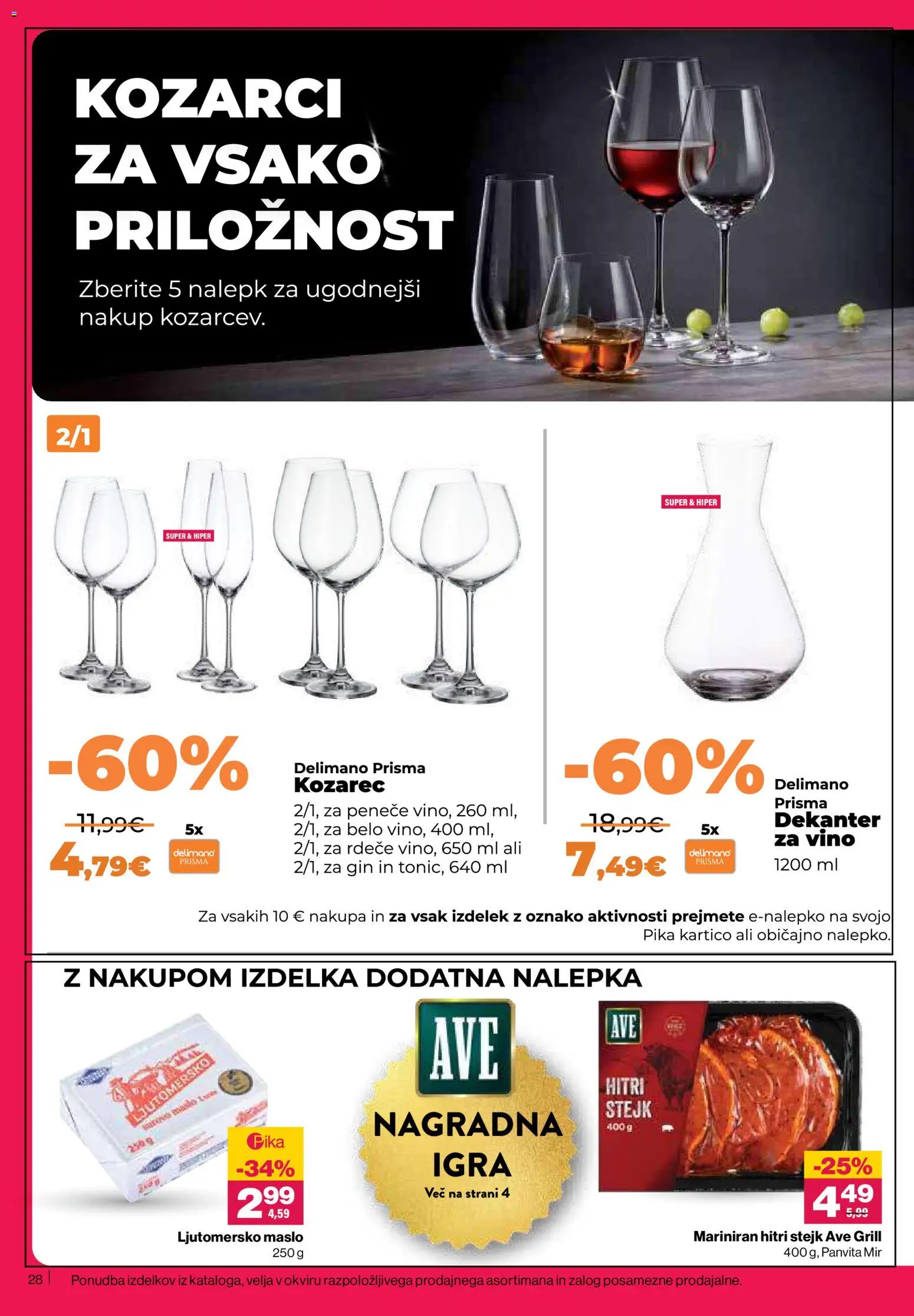Novi Mercator katalog ponudbe – veljaven od 18.06.2026 | Stran: 28 | Izdelki: Igra, Kozarec, Maslo, Vino