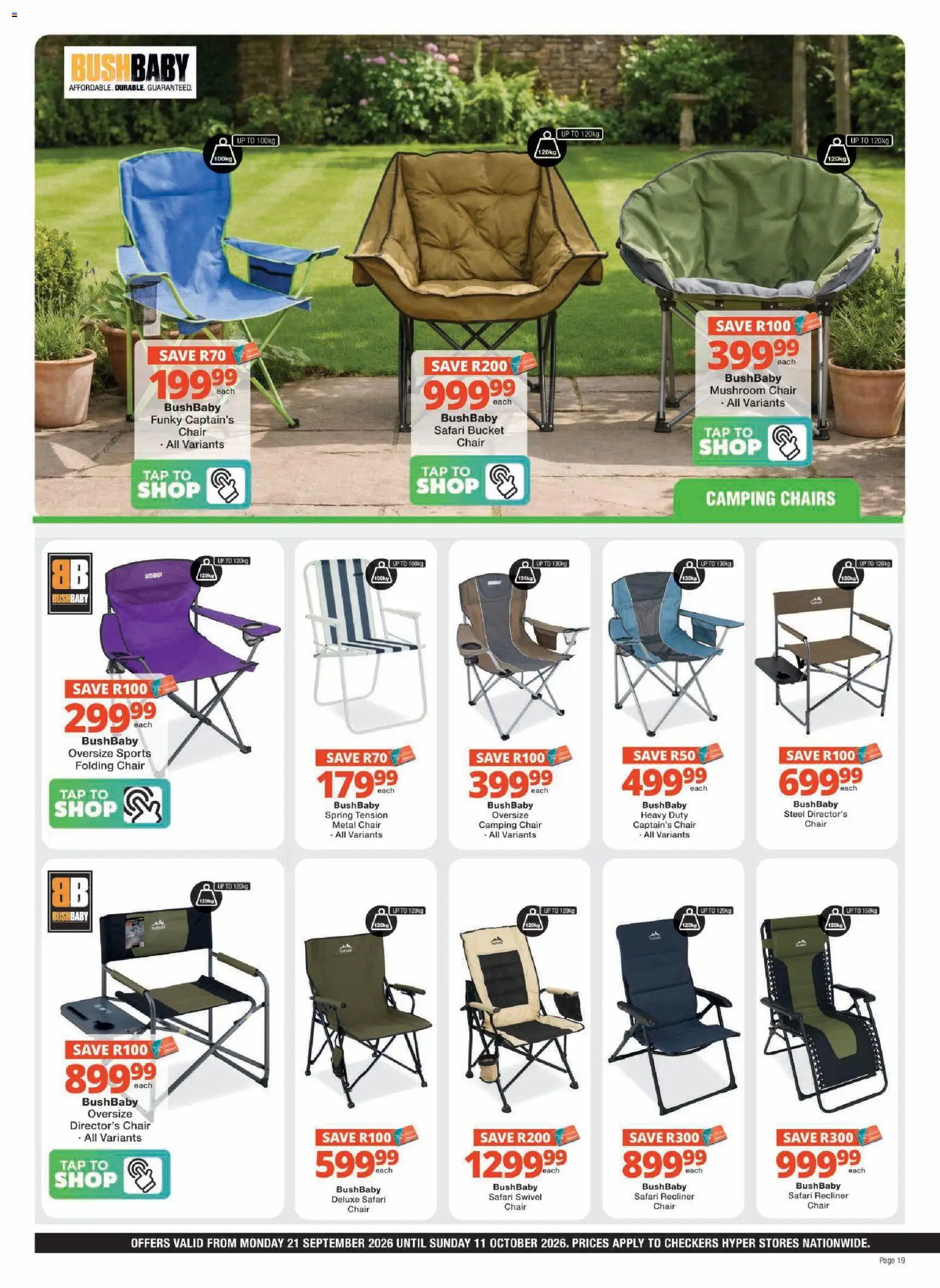New Checkers catalogue – valid from 21/09/2026 | Page: 19 | Products: Chair, Tap