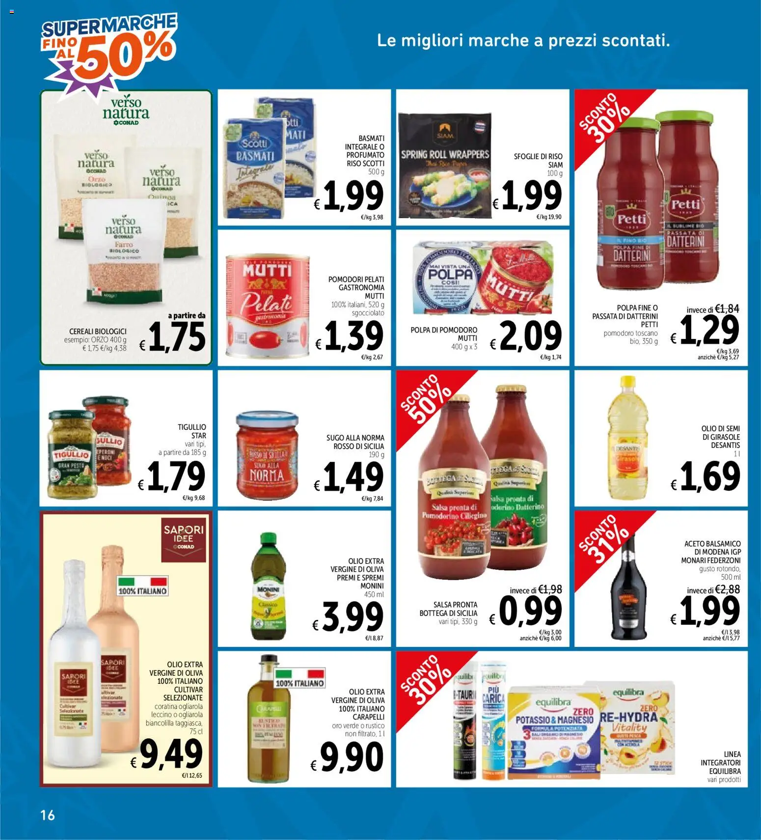 Volantino Spazio Conad del 28/07/2026 | Pagina: 16 | Prodotti: Riso, Salsa, Pomodoro, Olio