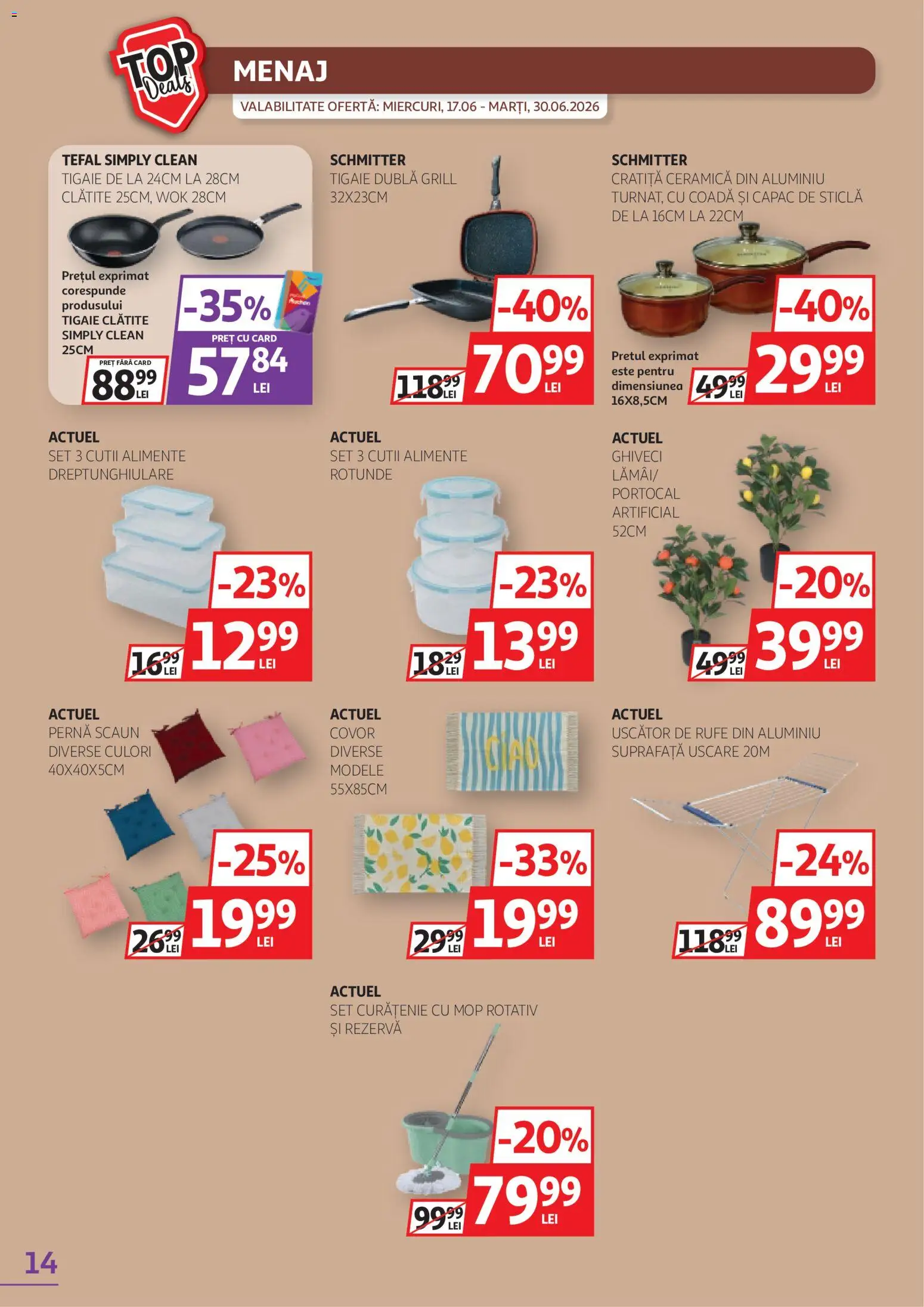 Noul catalog Auchan – valabil de la 17.06.2026 | Pagină: 14 | Produse: Pomelo, Mop, Pernă scaun, Scaun