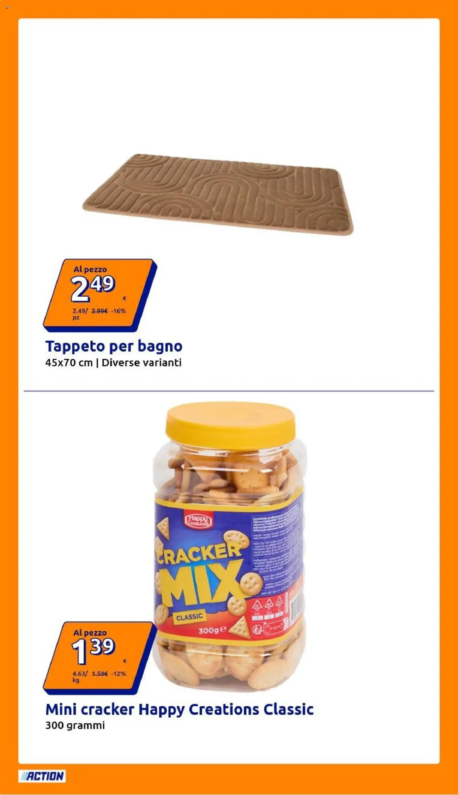 Volantino Action del 14/10/2026 | Pagina: 28 | Prodotti: Cracker, Bagno, Tappeto