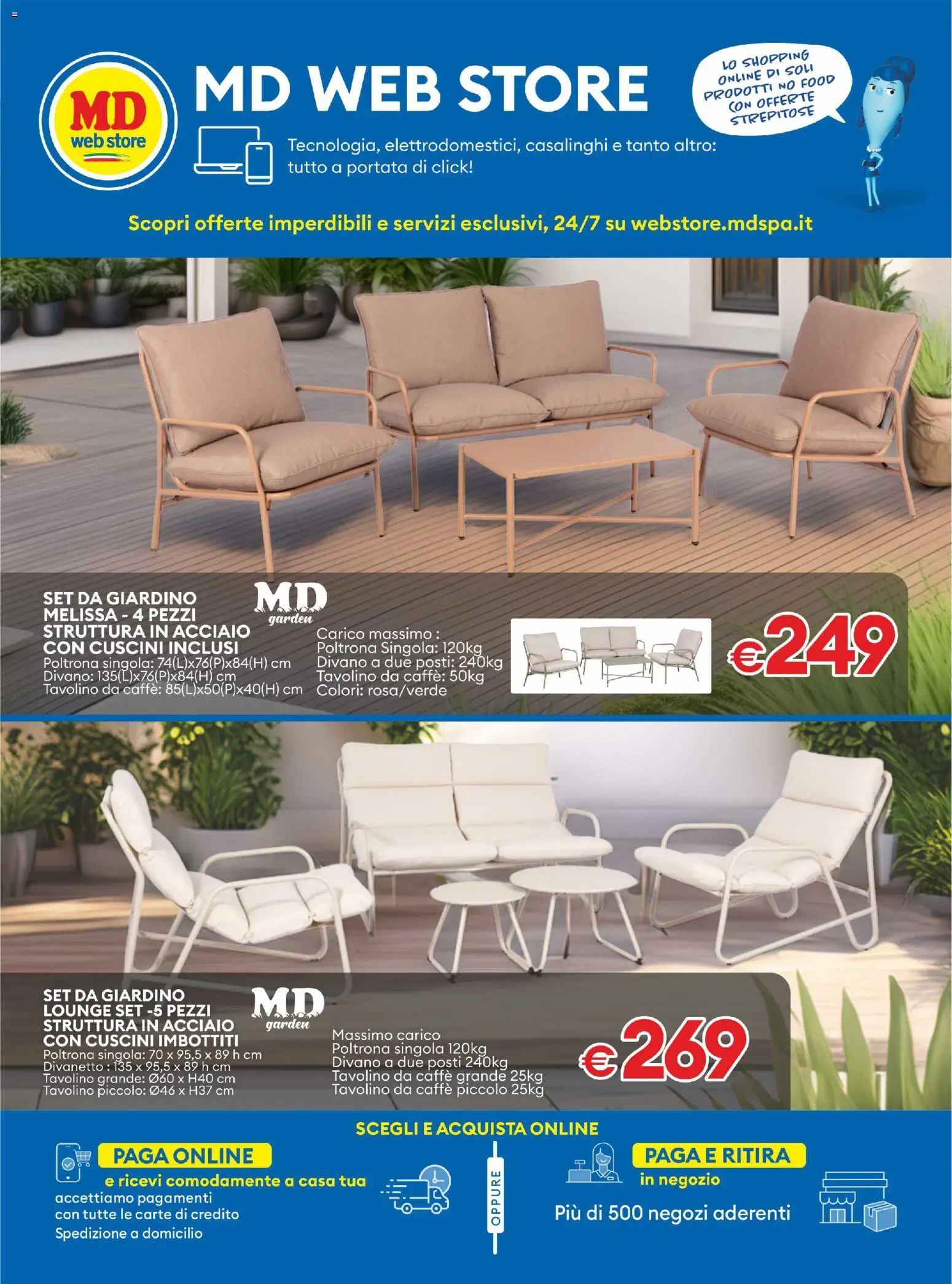 Volantino MD Discount del 05.05.2026 | Pagina: 31 | Prodotti: Set da giardino, Divano, Poltrona, Tavolino da caffè