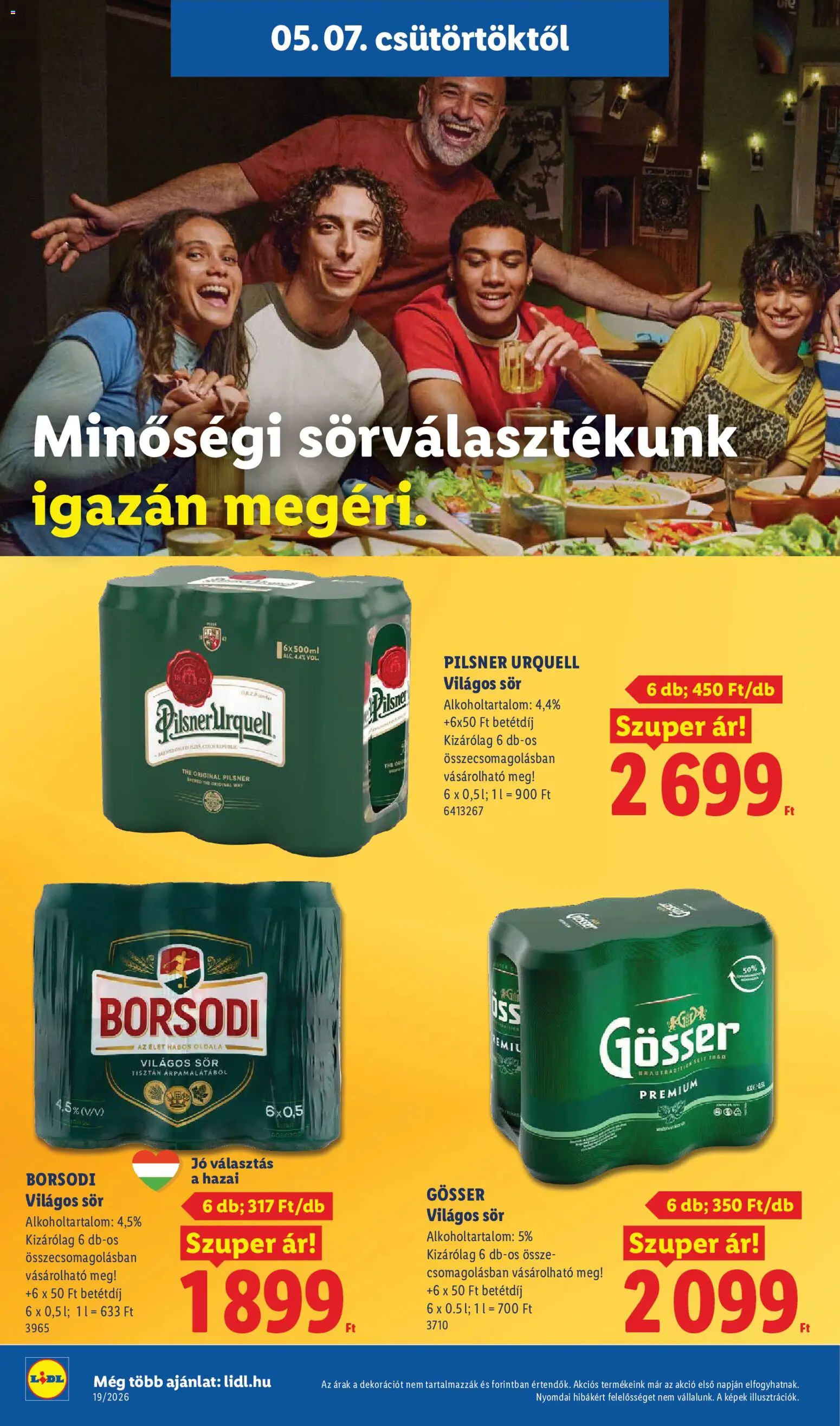 Lidl akciós ujság - amely érvényes a következő dátumtól: 07.05.2026 | Oldal: 26 | Termékek: Pilsner urquell, Gösser, Sör