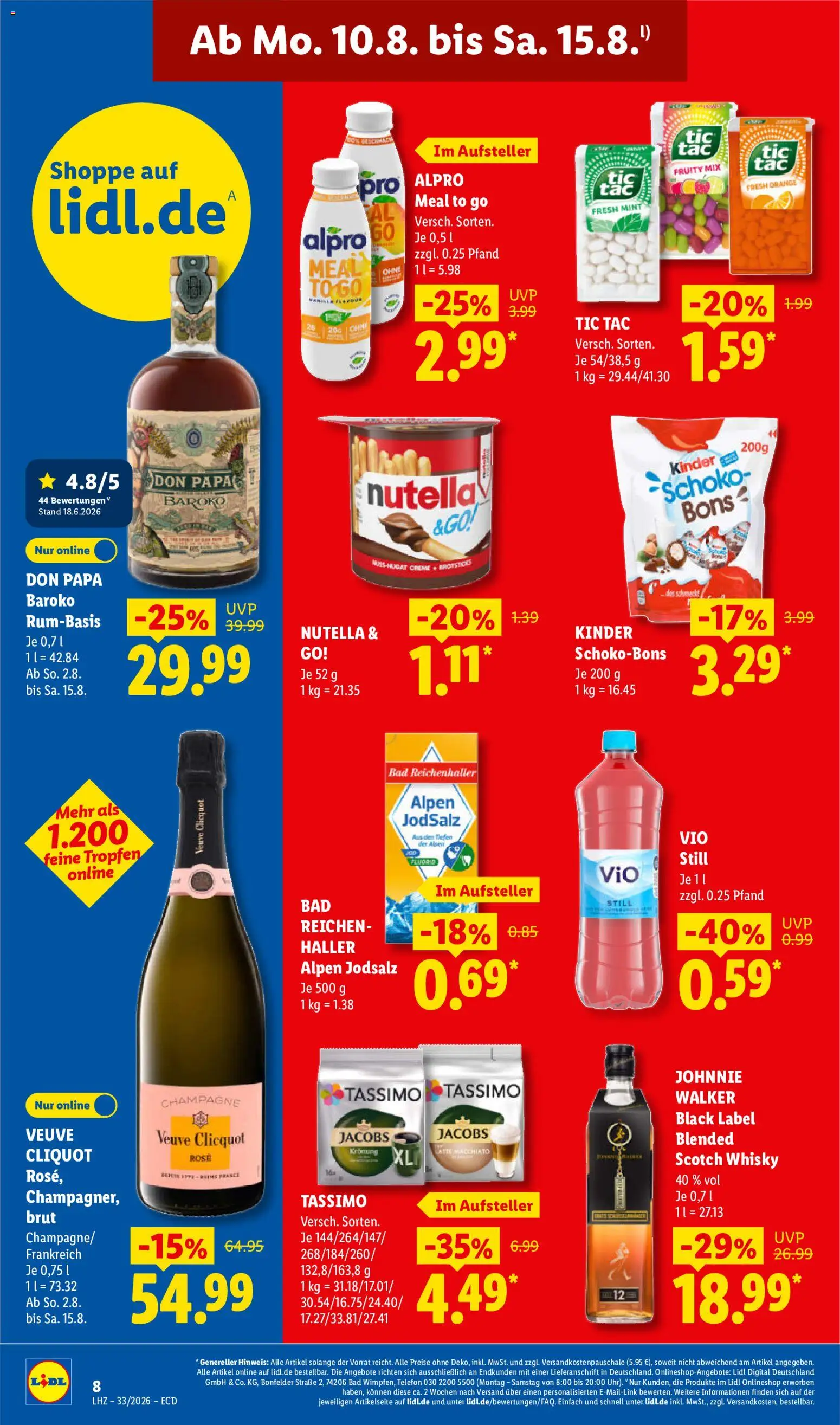 Lidl Německo leták od 10.08.2026 | Strana: 20 | Produkty: Telefon, Don papa, Alpro, Nutella
