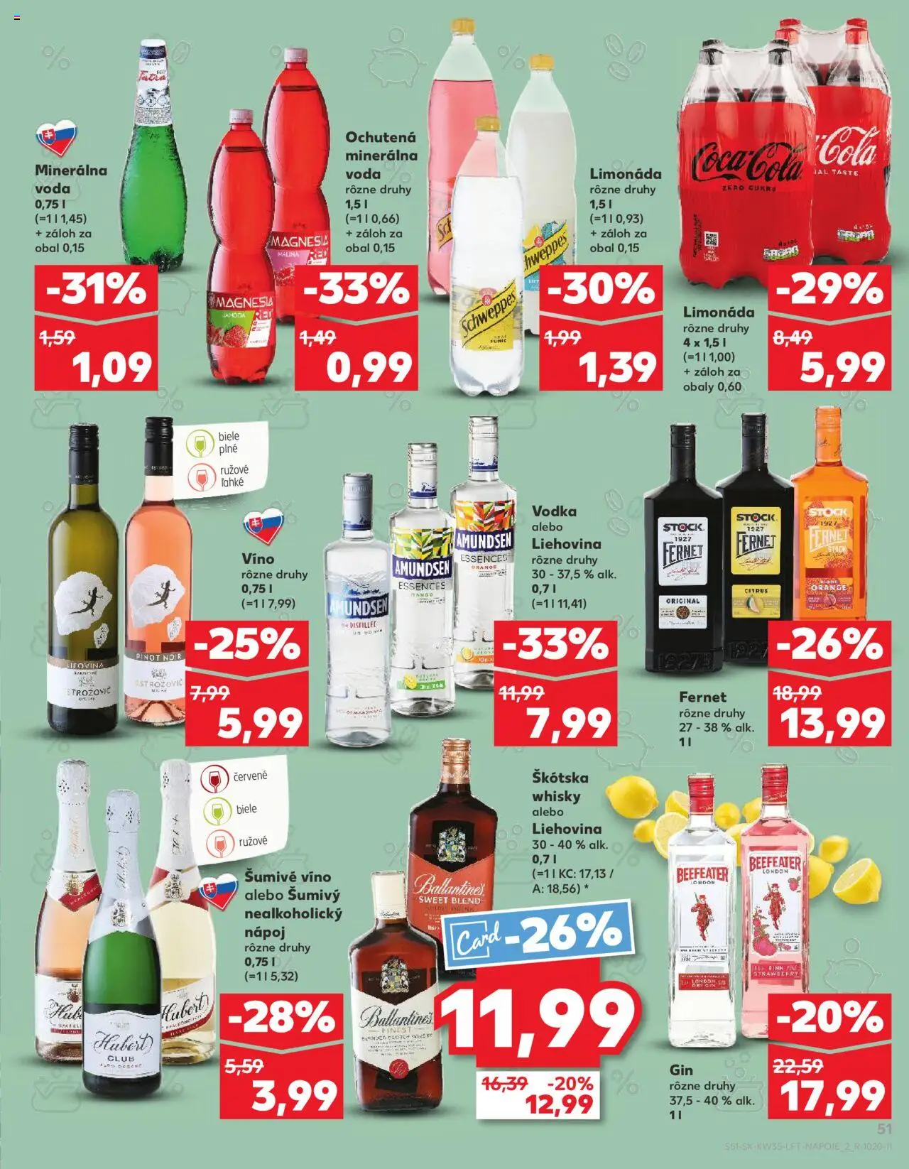 Nové Kaufland akcie – leták je platný od 28.08.2025 | Strana: 51 | Produkty: Beefeater, Mango, Fernet Stock, Cola
