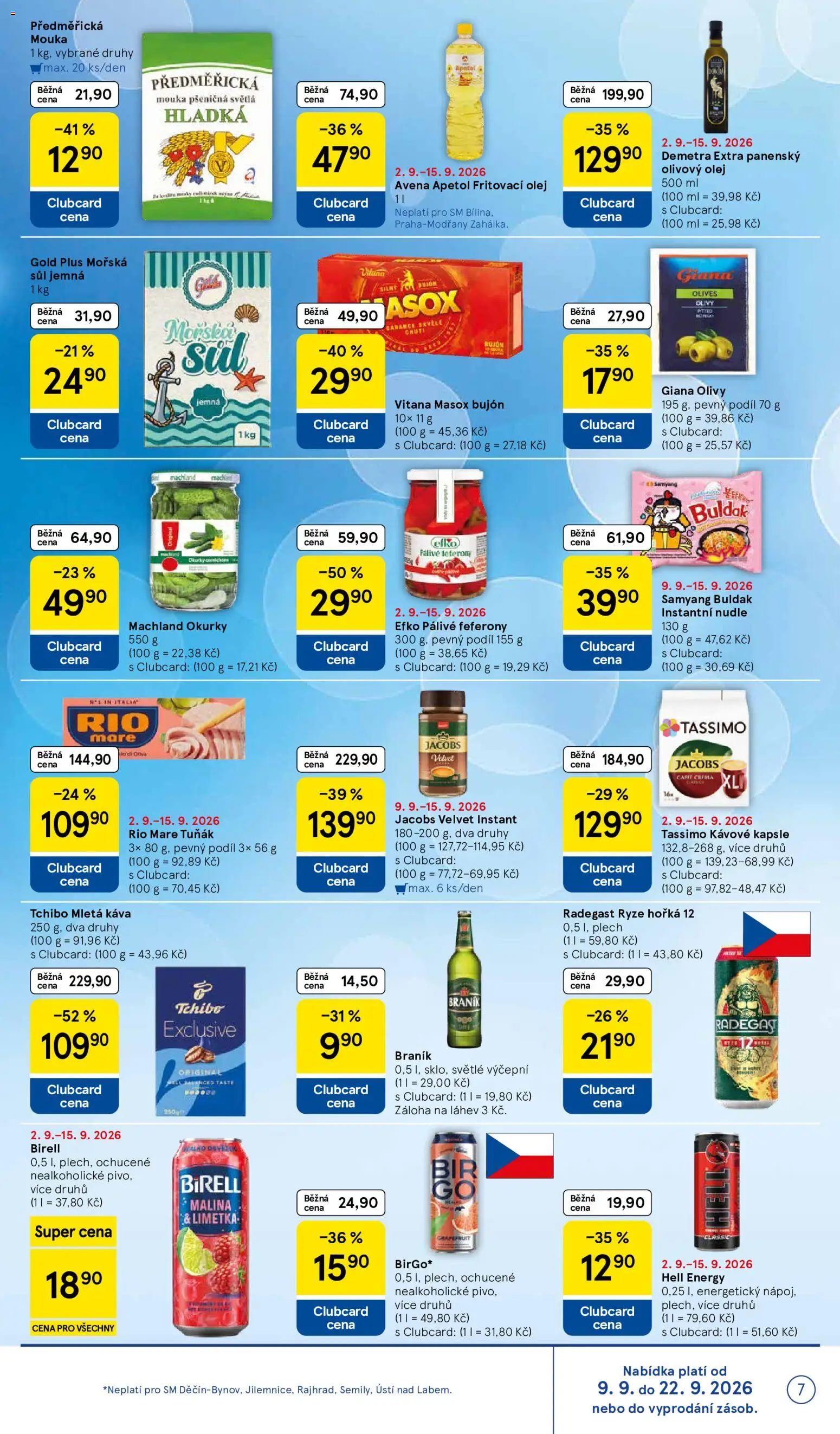 Tesco leták - Supermarket od 09.09.2026 | Strana: 7 | Produkty: Tassimo, Káva, Jacobs velvet, Sůl