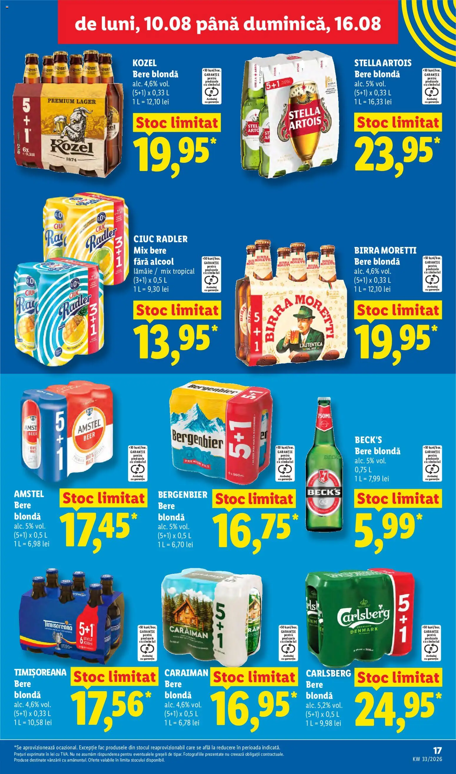 Noul catalog Lidl – valabil de la 10.08.2026 | Pagină: 17 | Produse: Premium, Bere, Bergenbier, Lămâie