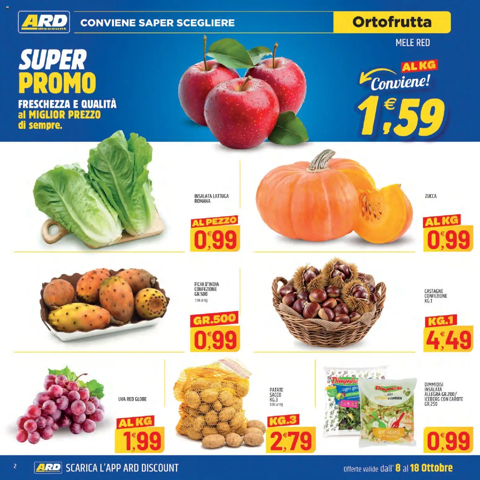 Volantino ARD Discount del 08/10/2026 | Pagina: 2 | Prodotti: Insalata, Carote, Zucca, Lattuga