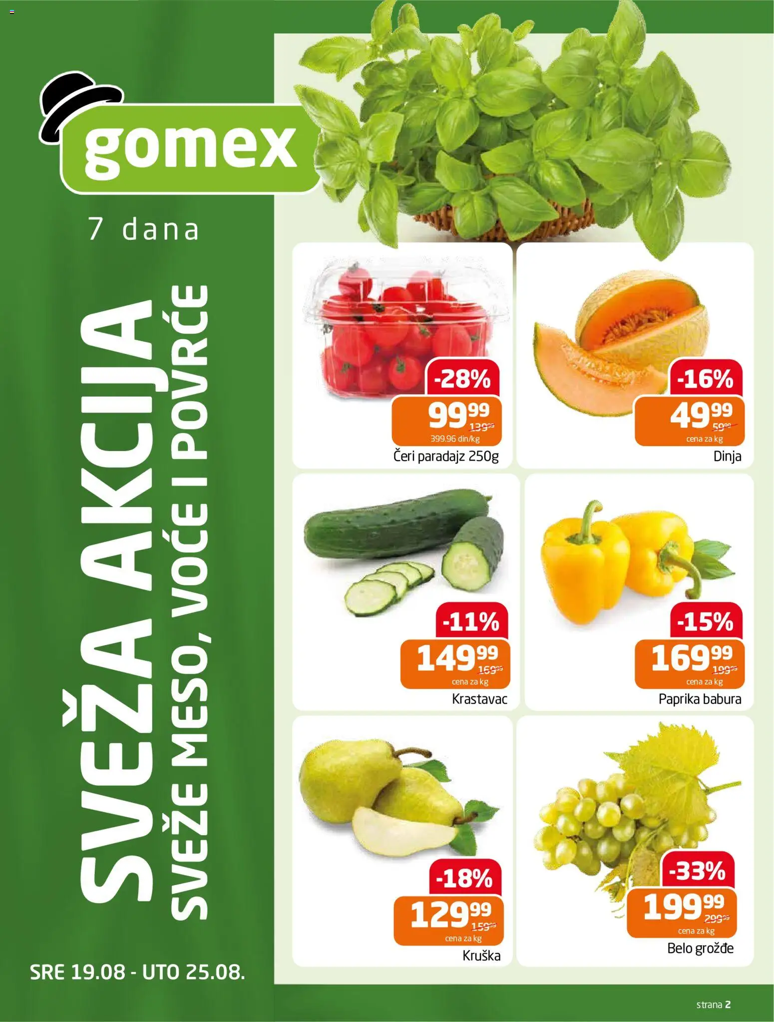 Gomex katalog - važi od 19.08.2026 | Strana: 2 | Proizvode: Krastavac, Čeri paradajz, Paprika, Paprika babura